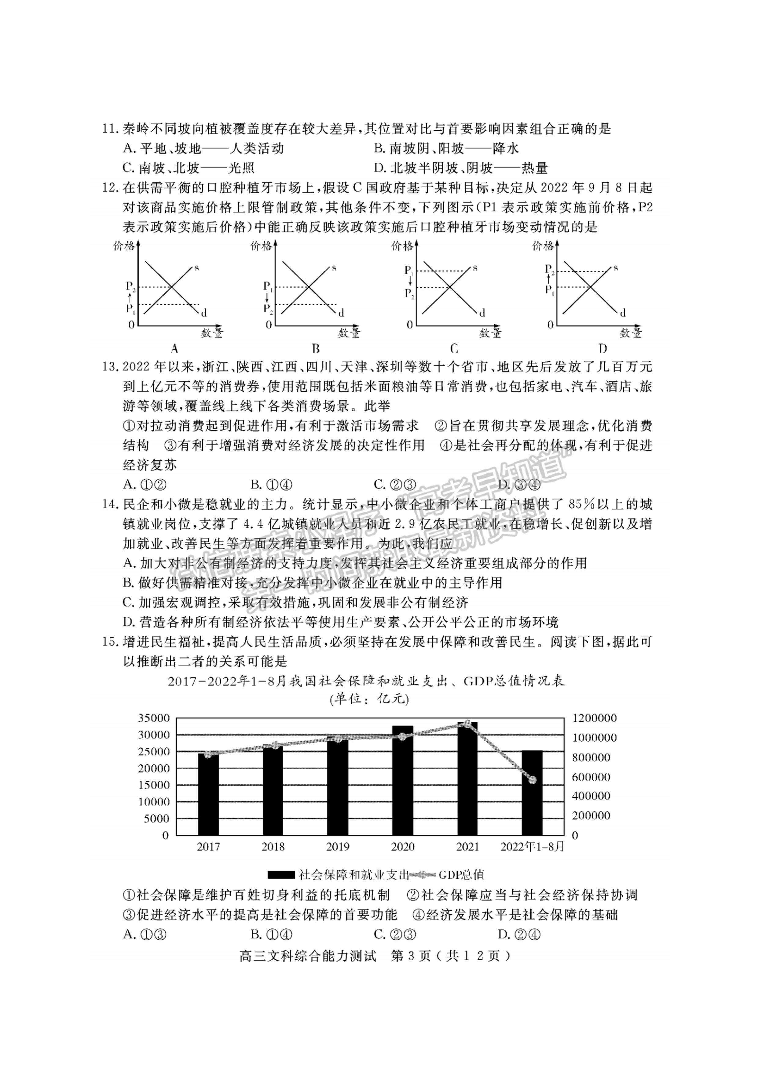 2023四川省樂山市高中2023屆第一次調(diào)查研究考試文科綜合試題及答案