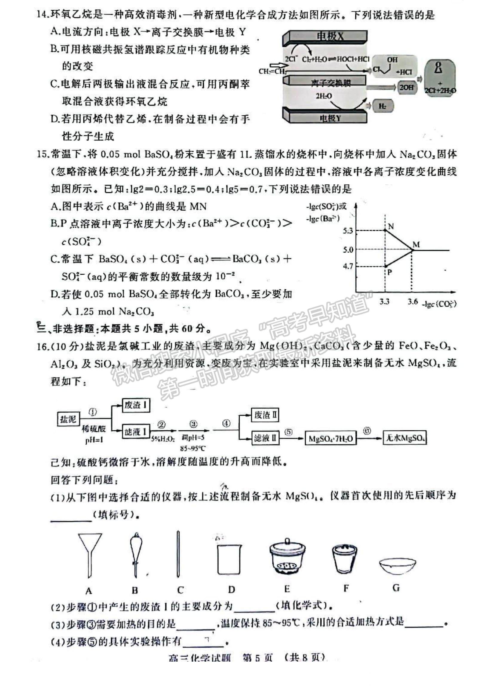 2023年山東省濟(jì)南市高三上學(xué)期期末考試-化學(xué)試卷及答案