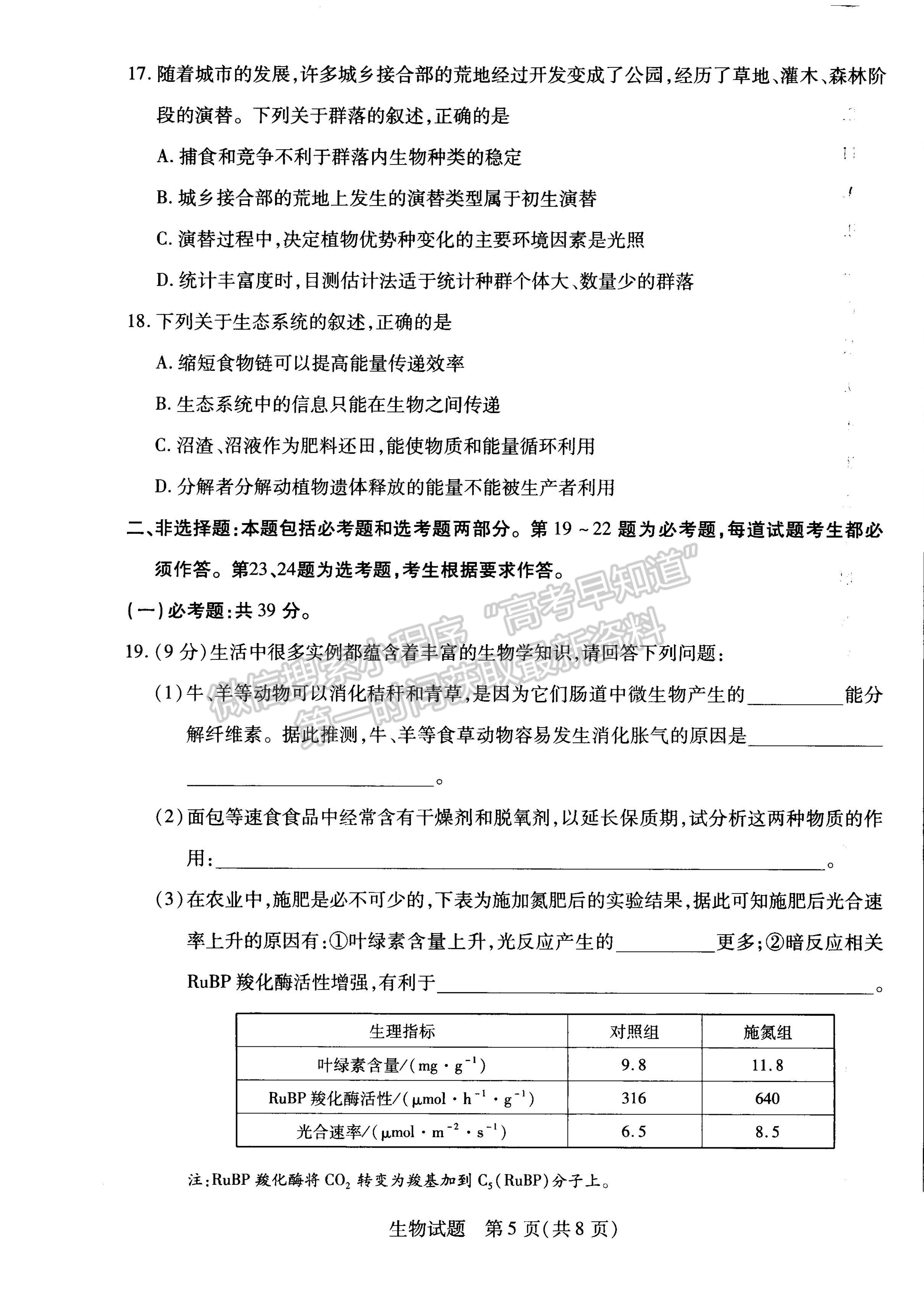 2023河南省安陽(yáng)市高三上學(xué)期畢業(yè)班調(diào)研考試（10月份）生物試題及參考答案