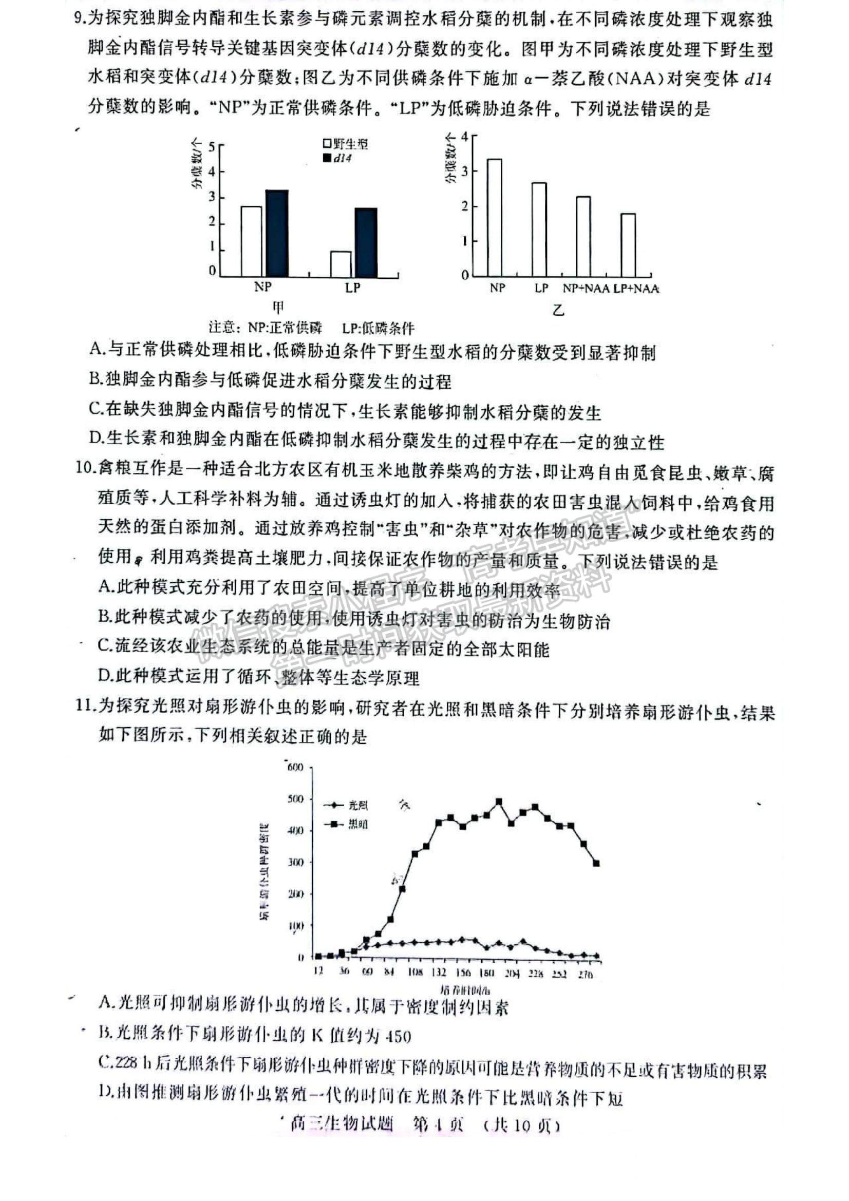 2023年山東省濟南市高三上學(xué)期期末考試-生物試卷及答案