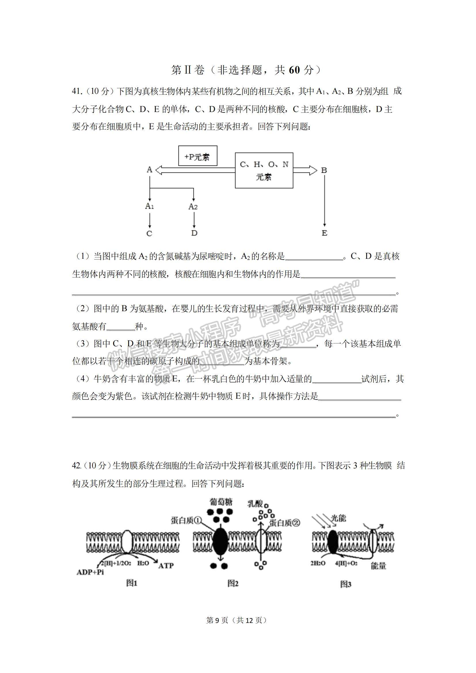 2023四川省成都七中零診模擬檢測生物試題及參考答案