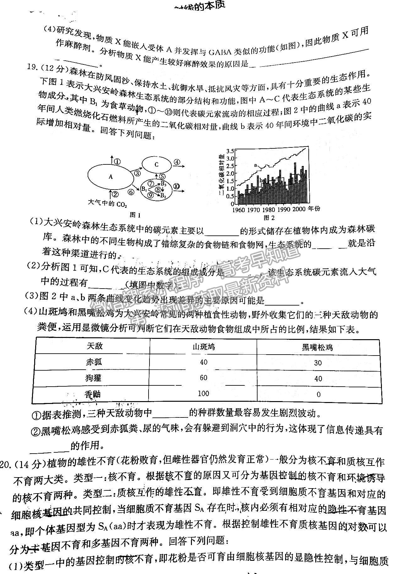 2023湖南郴州一模生物試卷及答案