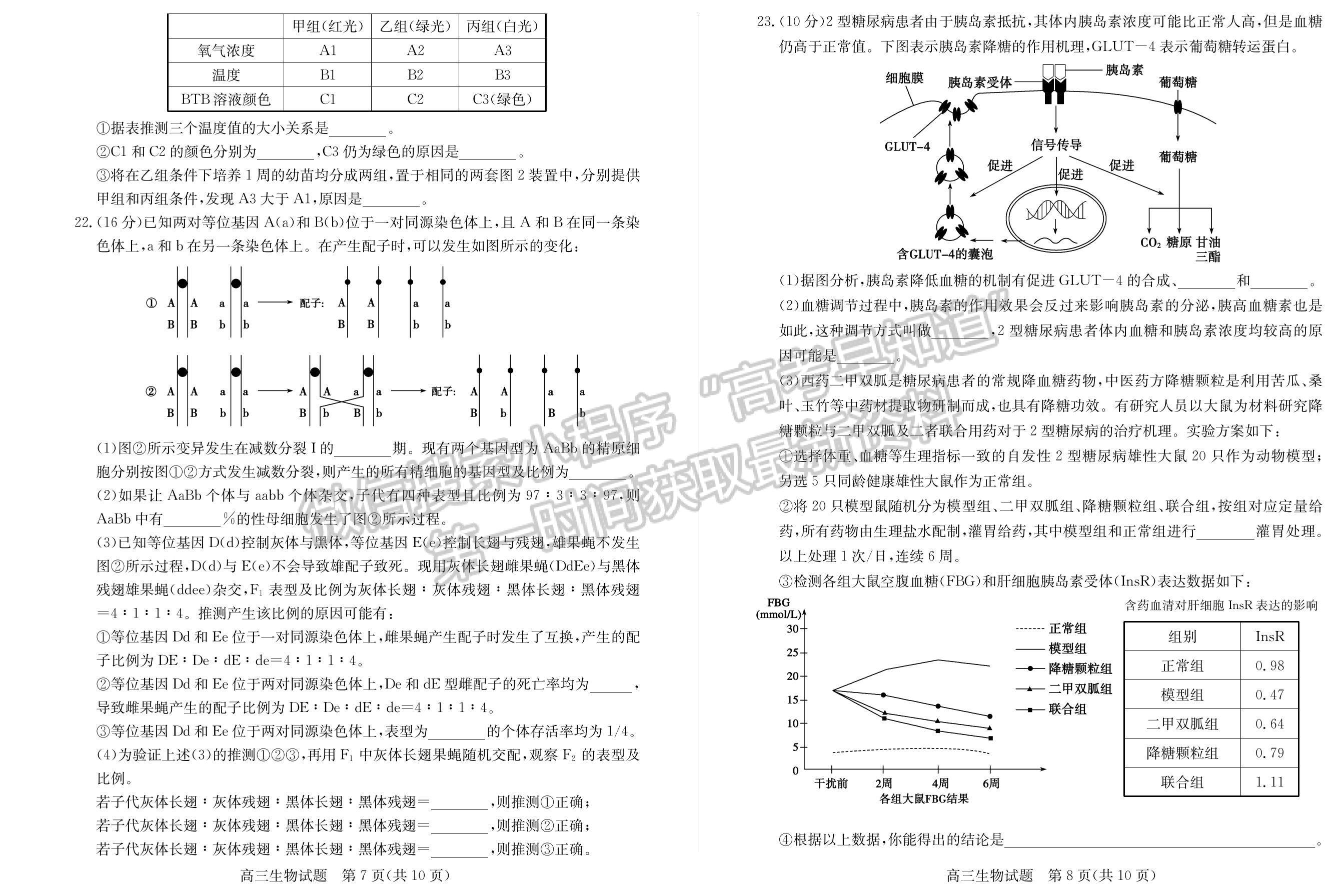 2023年山東棗莊高三一調(diào)-生物試卷及答案