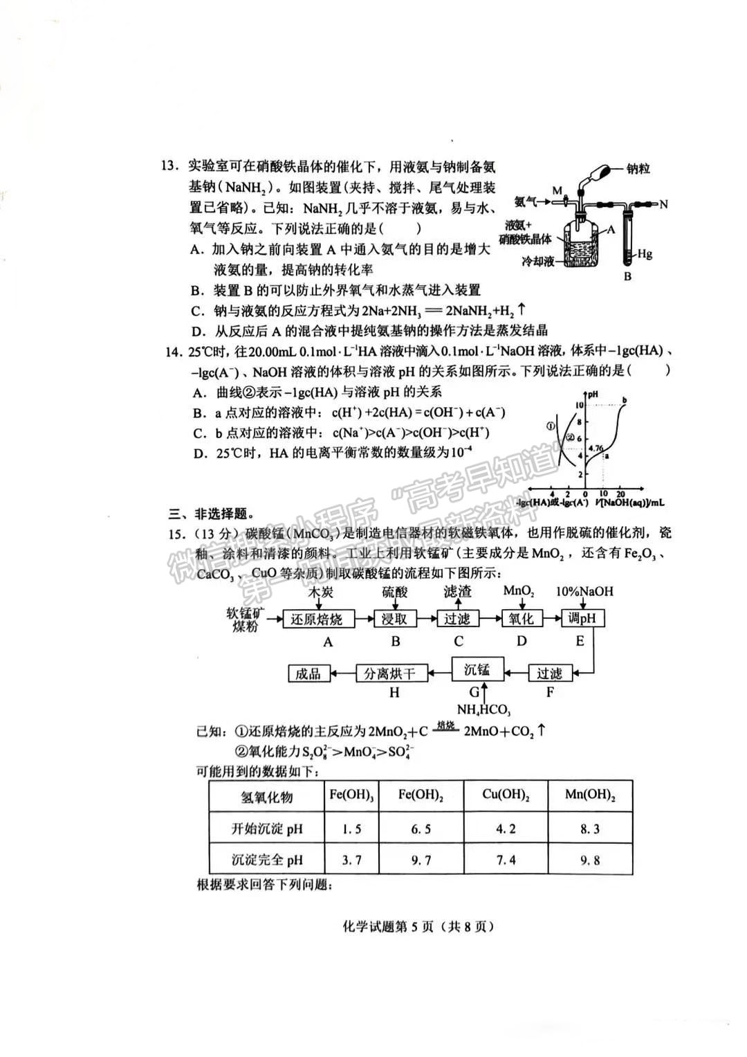 2023長沙一模暨新高考適應性考試化學試卷及答案