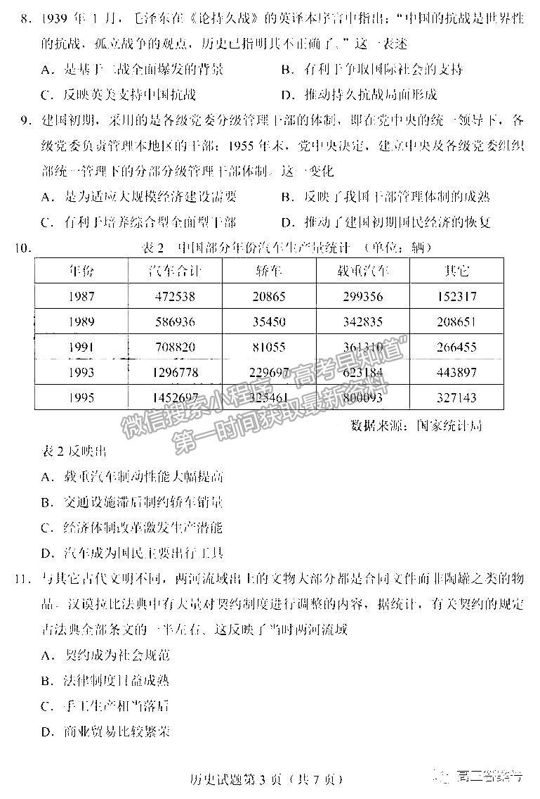 2023長沙一模暨新高考適應性考試歷史試卷及答案