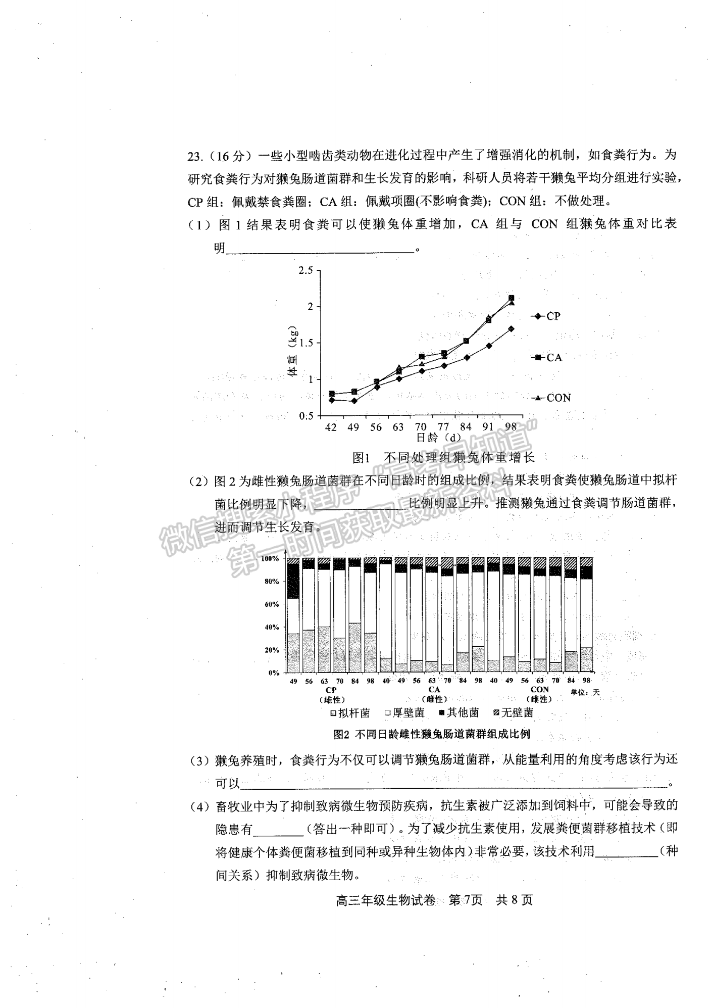 2023年武昌區(qū)高三年級(jí)1月質(zhì)量檢測(cè)生物試卷及參考答案