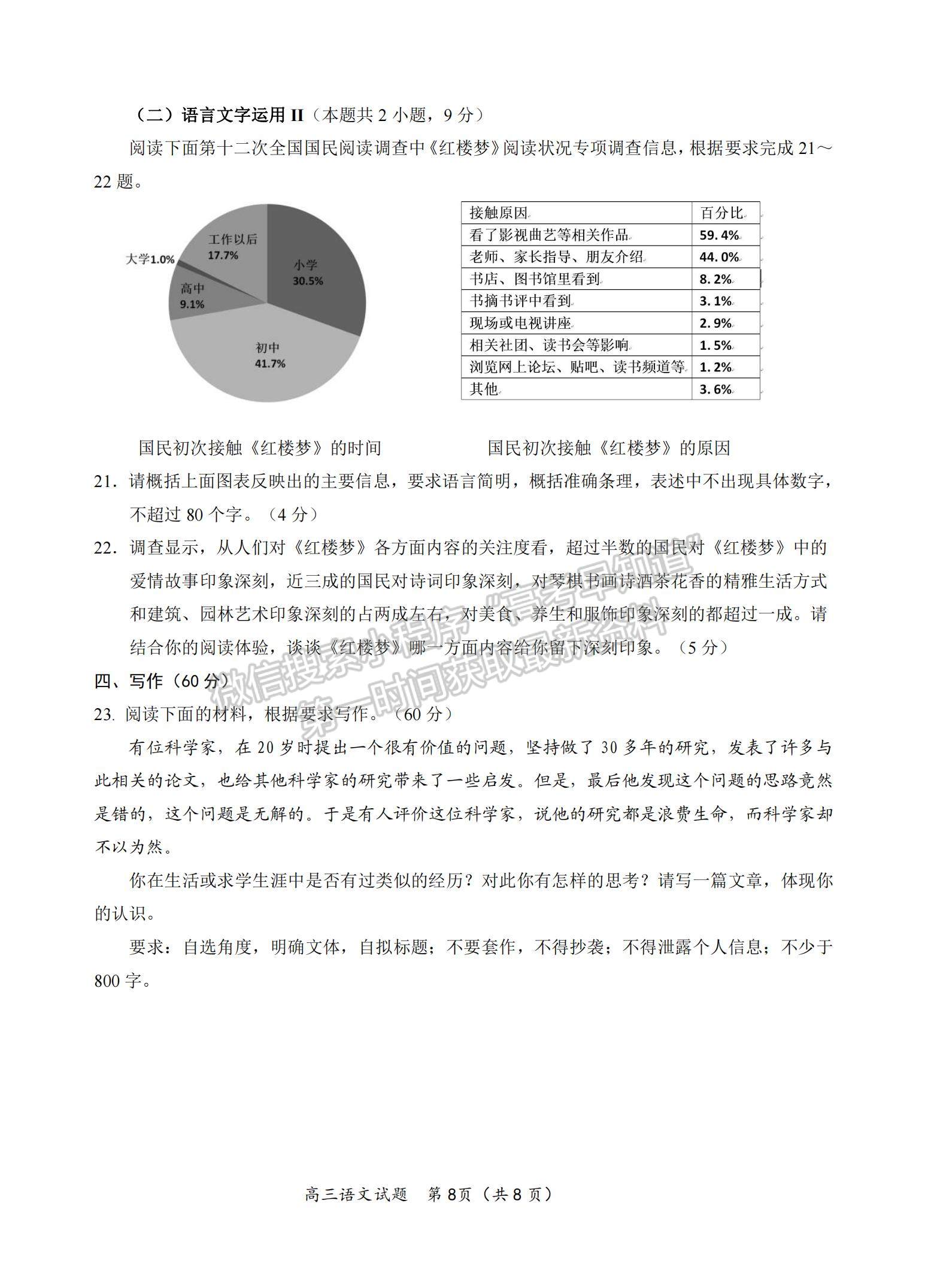 2023年山東青島高三上學(xué)期期末學(xué)業(yè)檢測水平檢測-語文試卷及答案