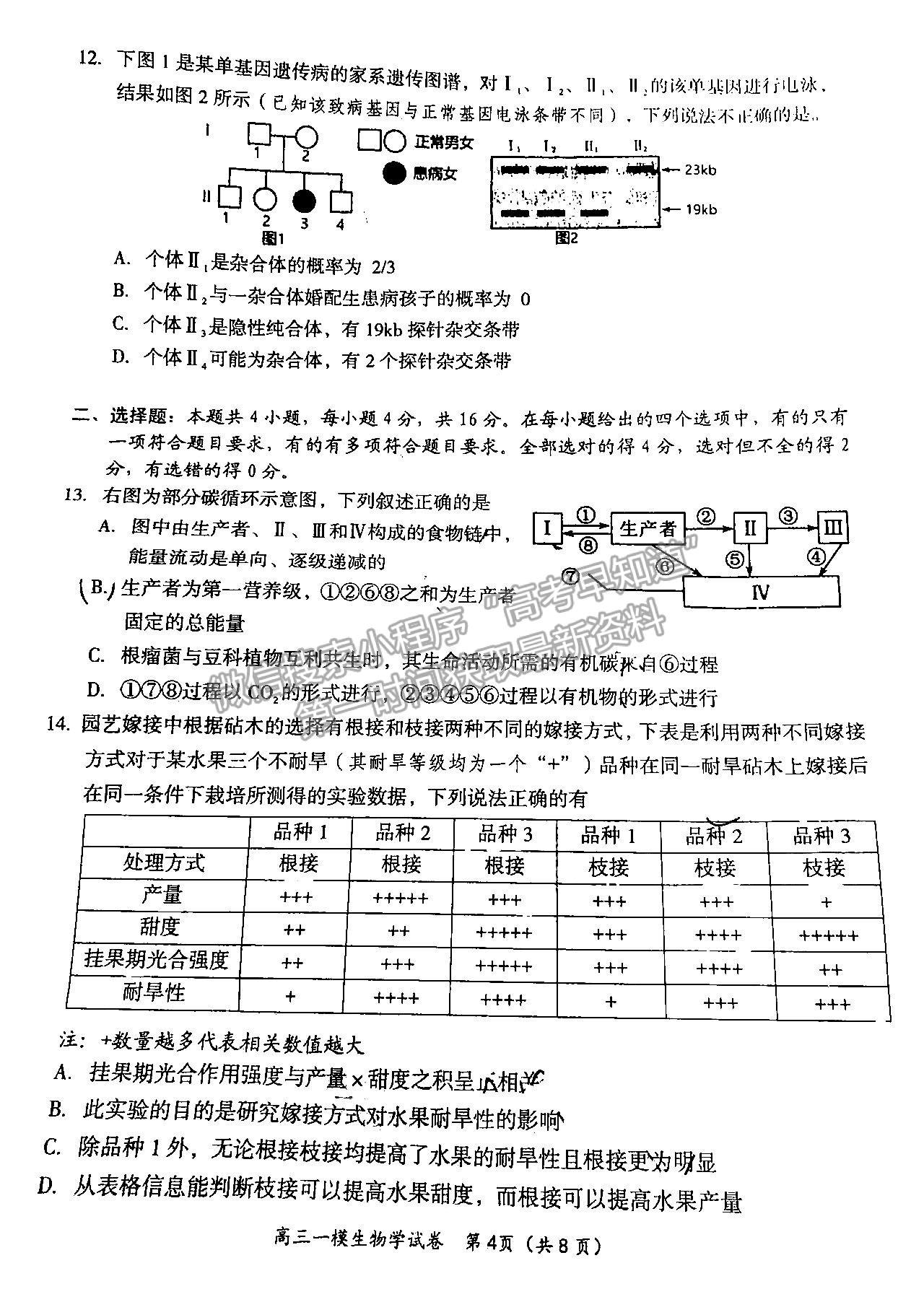 2023湖南岳陽一模生物試卷