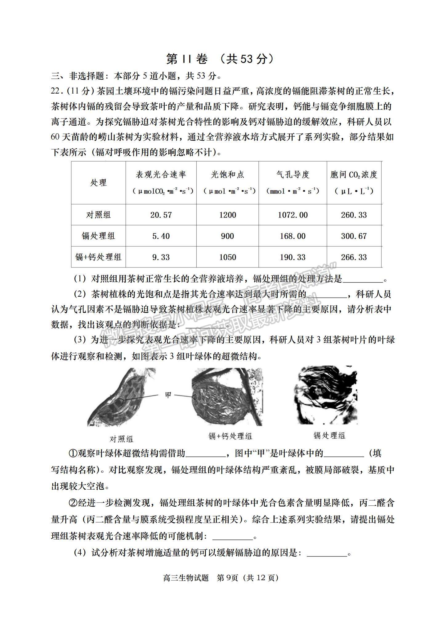 2023年山東青島高三上學期期末學業(yè)檢測水平檢測-生物試卷及答案