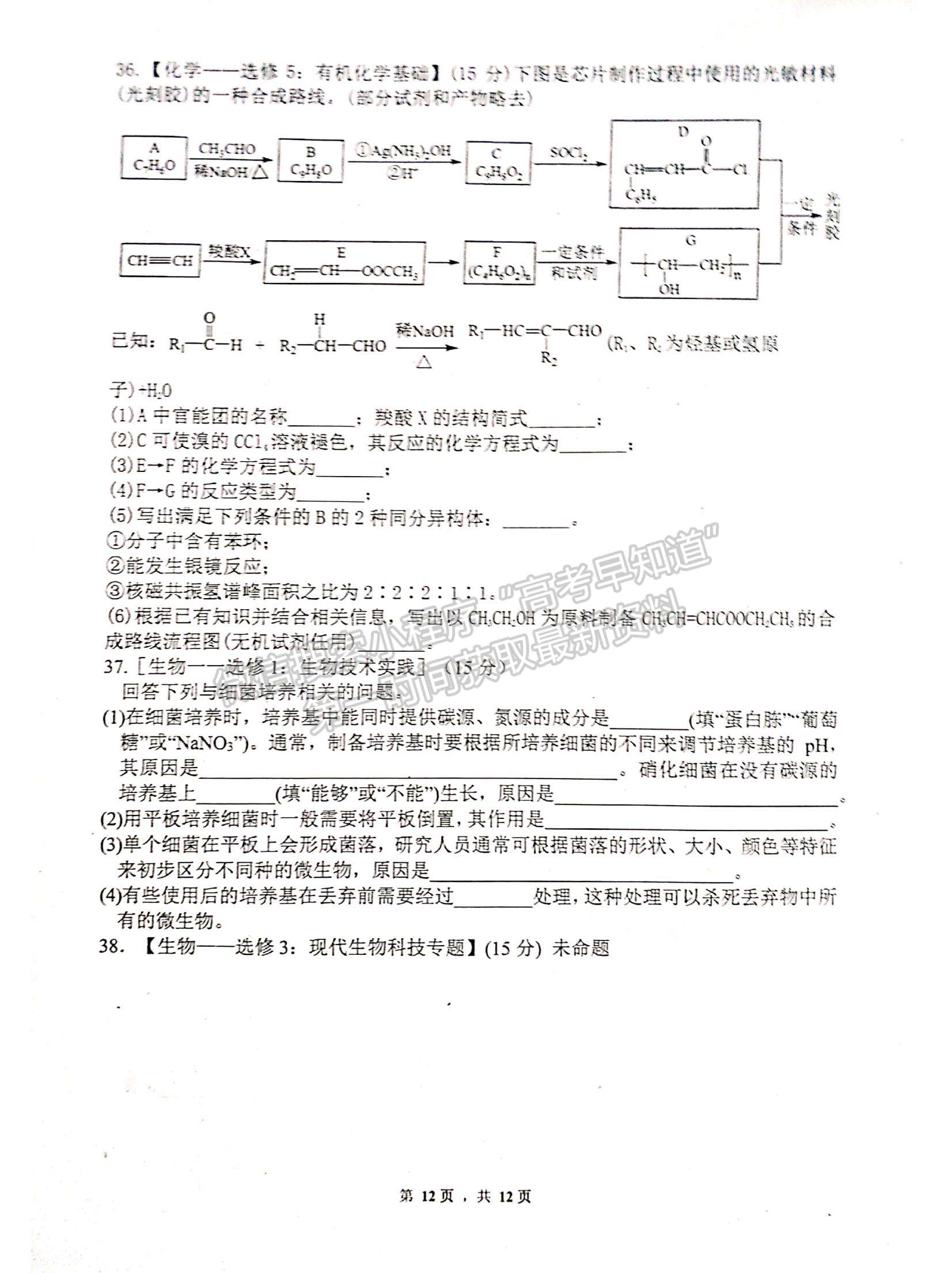 2023四川省綿陽南山中學(xué)高三上學(xué)期九月月考理綜試題及參考答案