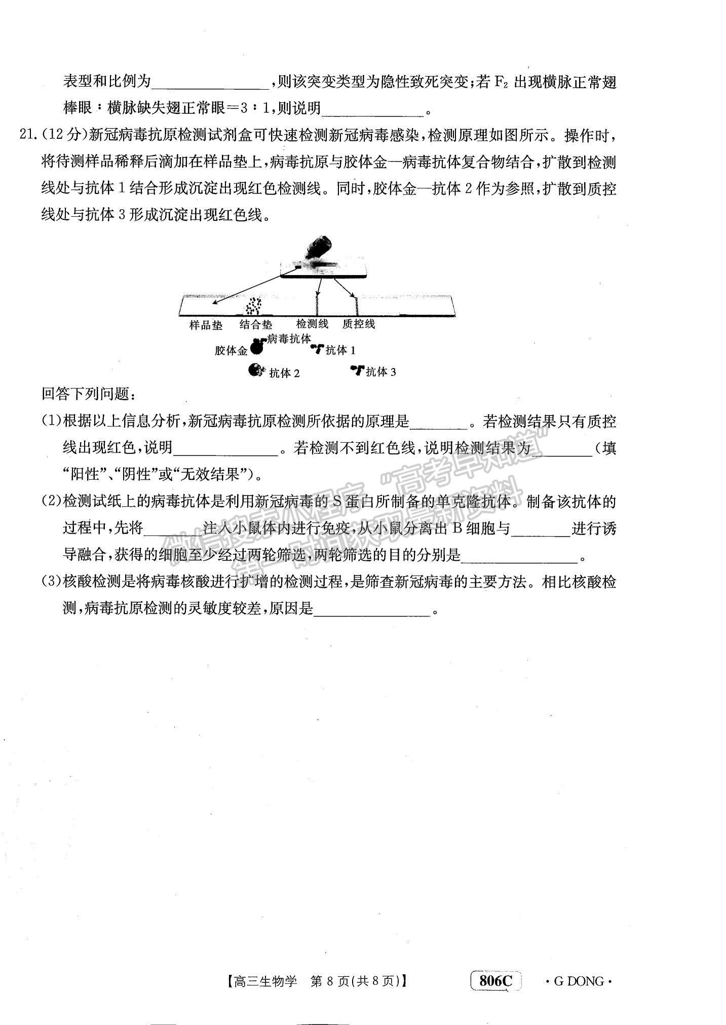 2023江門高三聯(lián)考（806C/23-256C）生物試題及答案