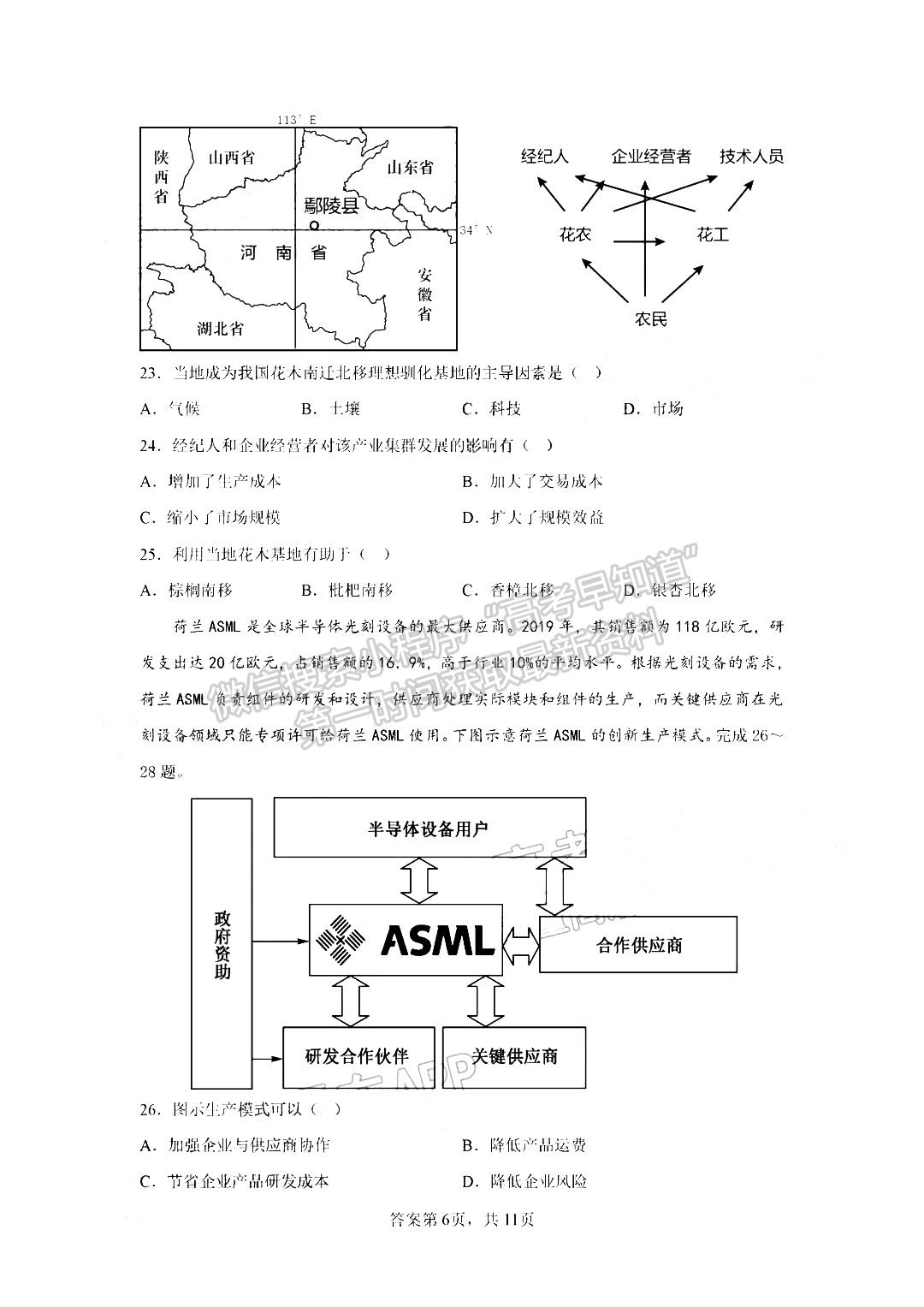  2023鄭州外國語學校高三1月調研考試地理試題及參考答案