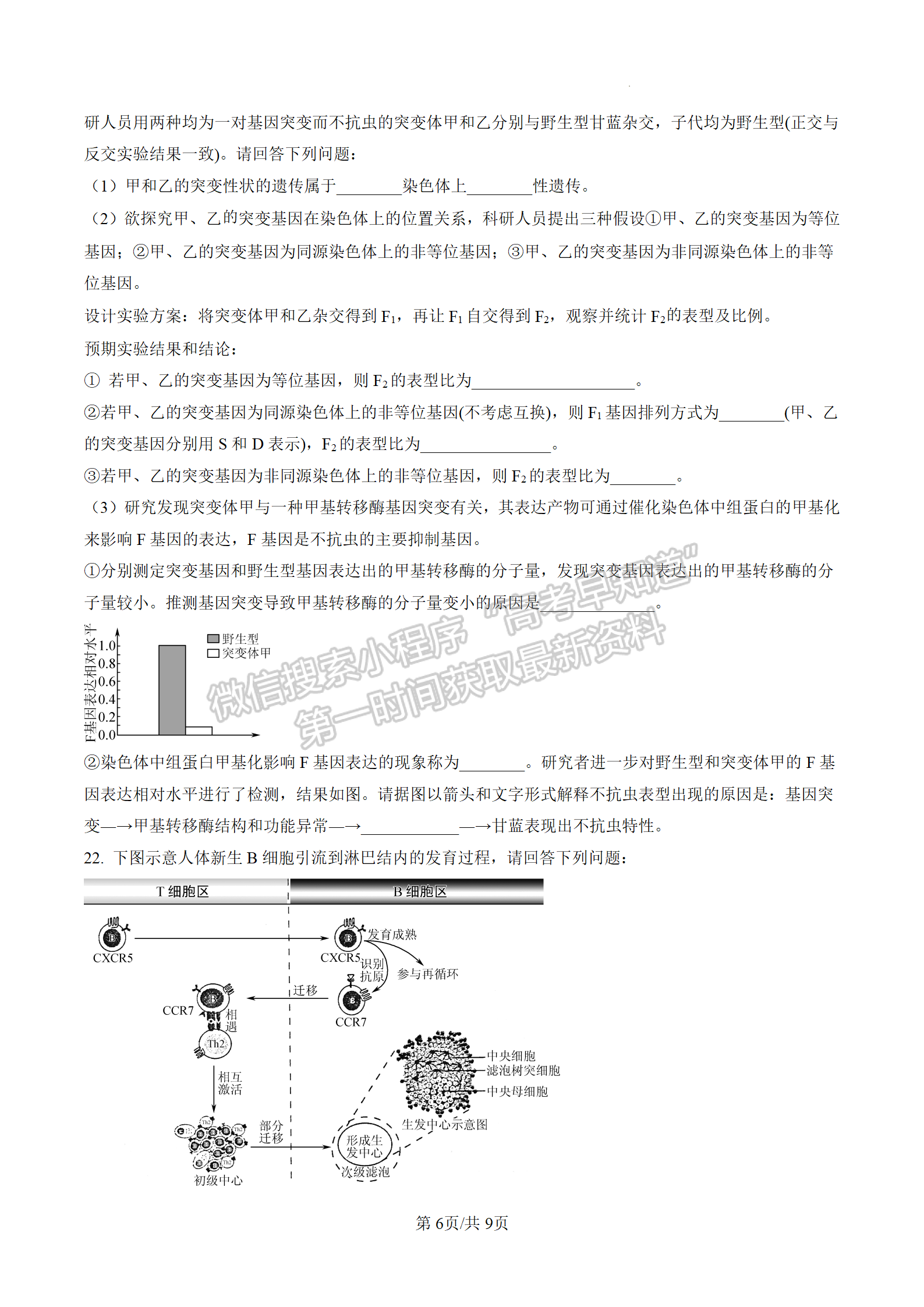 2023屆江蘇省泰州市高三上學(xué)期期末調(diào)研測試生物試題及參考答案