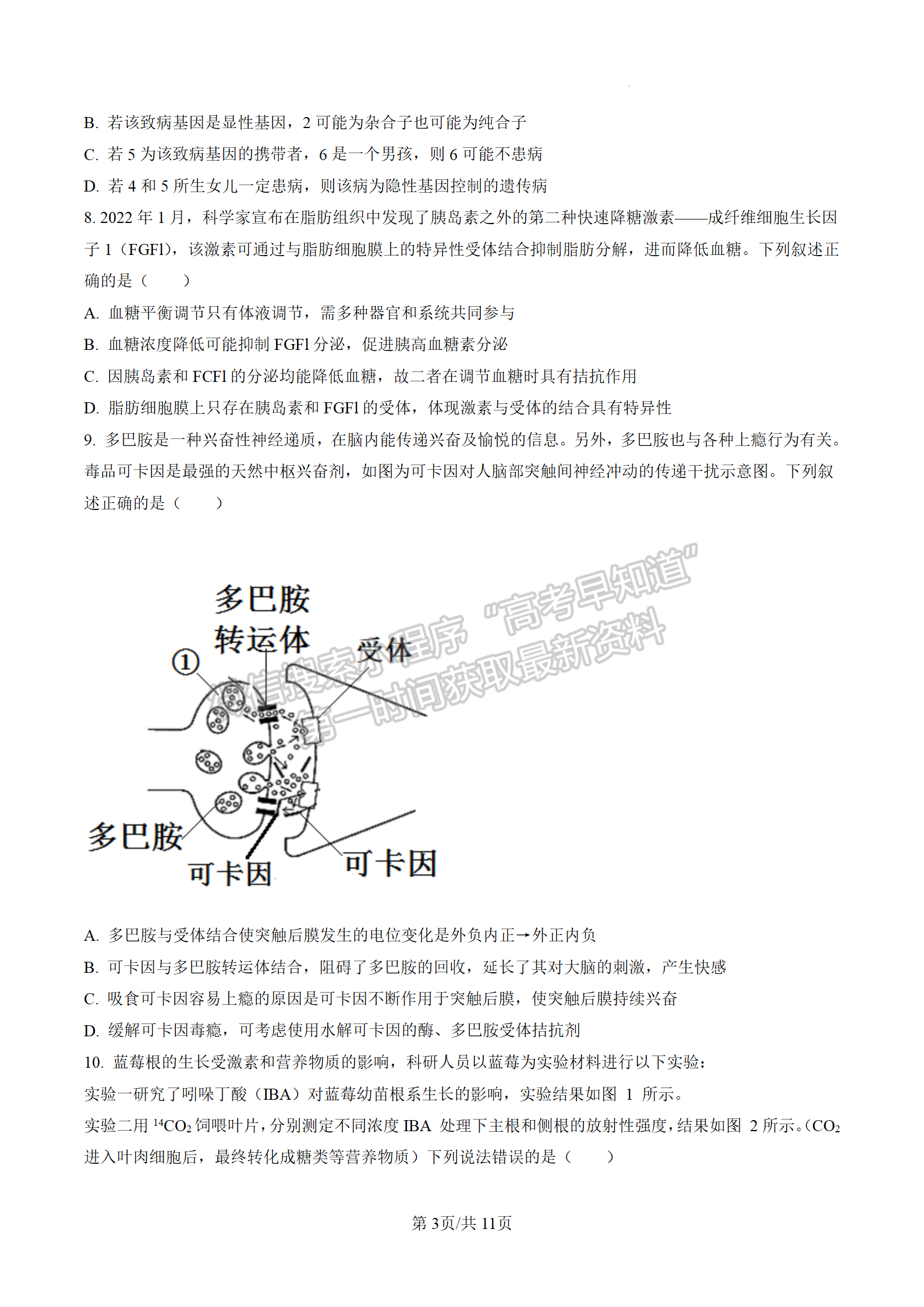 2023屆江蘇南通市區(qū)高三上學期期末生物試題及參考答案