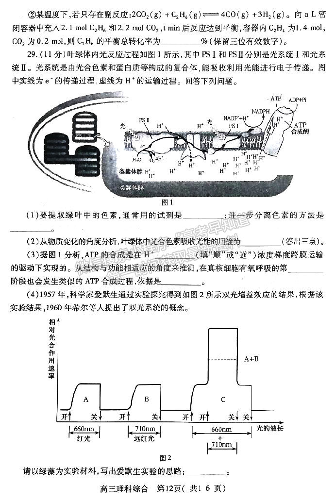 河南省平許濟洛2022-2023高三第二次質量檢測理綜試題及答案