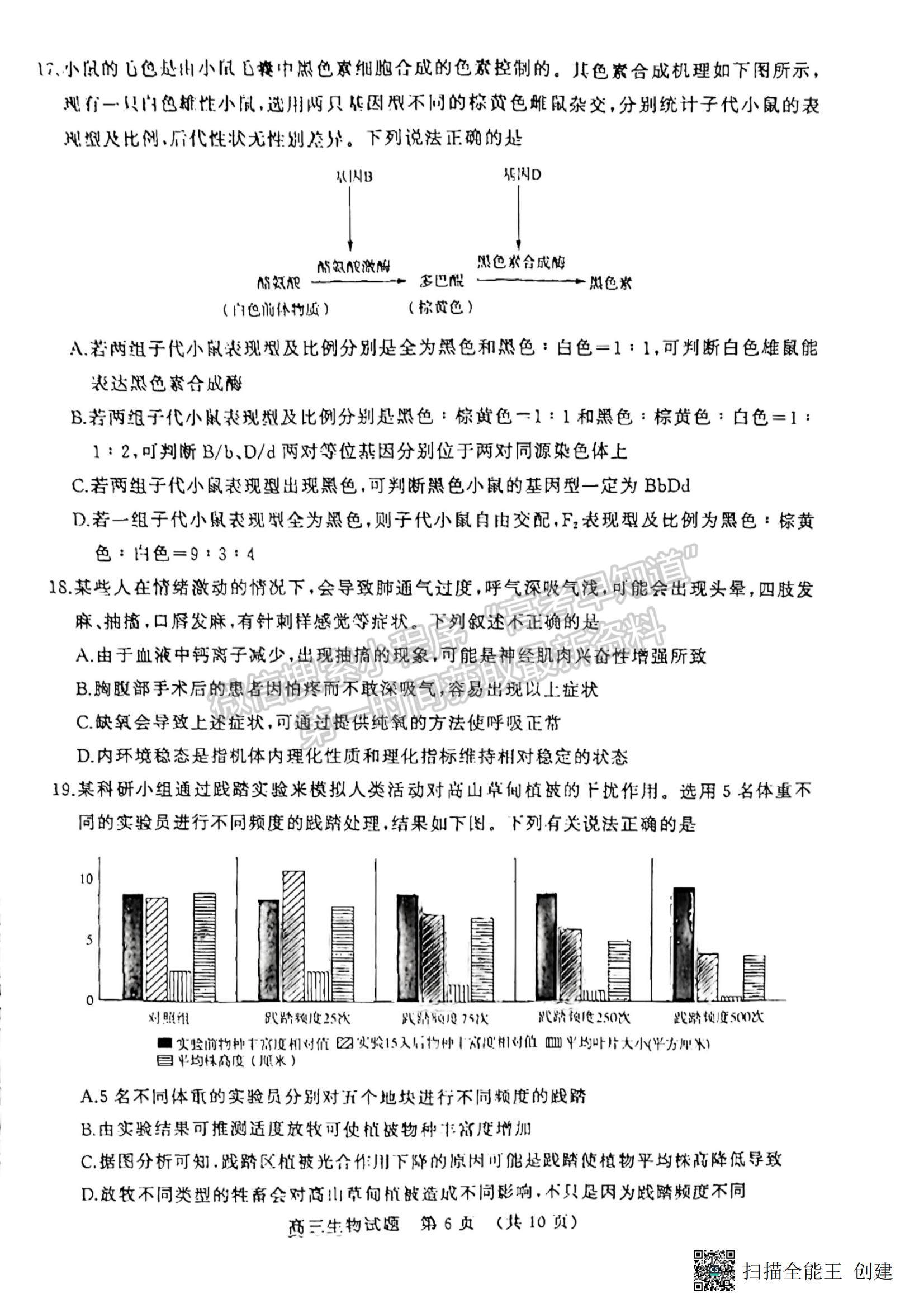 2023年山东济南高三2月学情检测-生物试题及答案