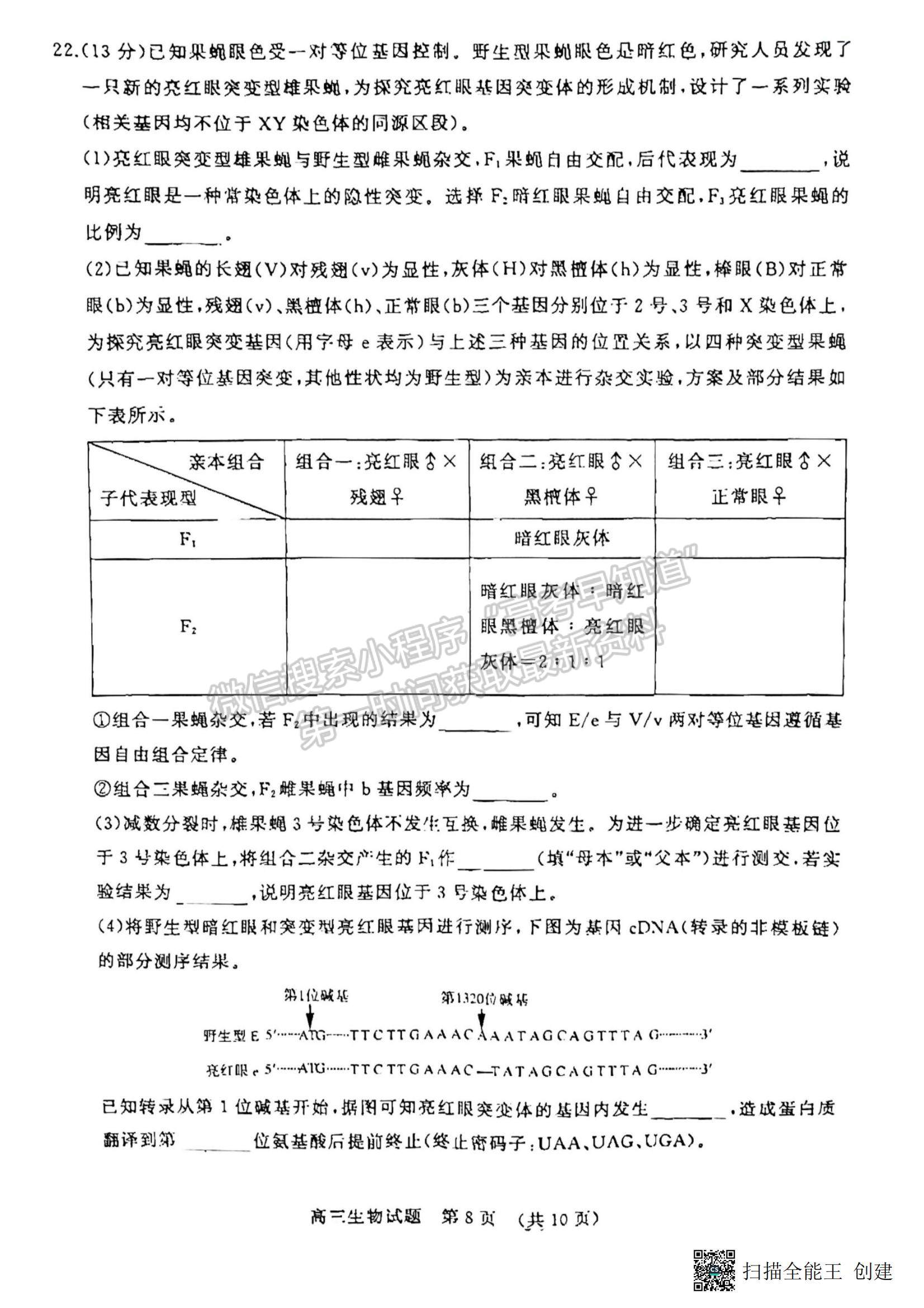 2023年山东济南高三2月学情检测-生物试题及答案