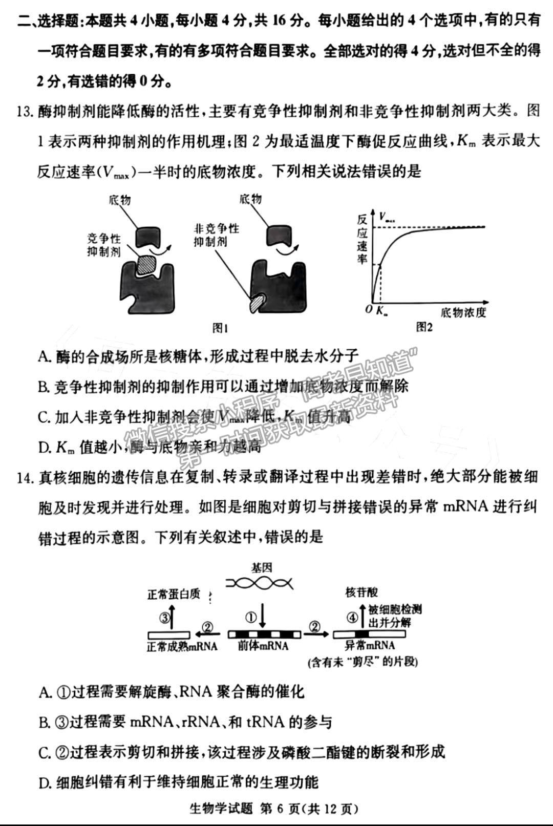 佩佩教育2023年湖南四大名校名師團隊模擬沖刺卷生物試卷與參考答案