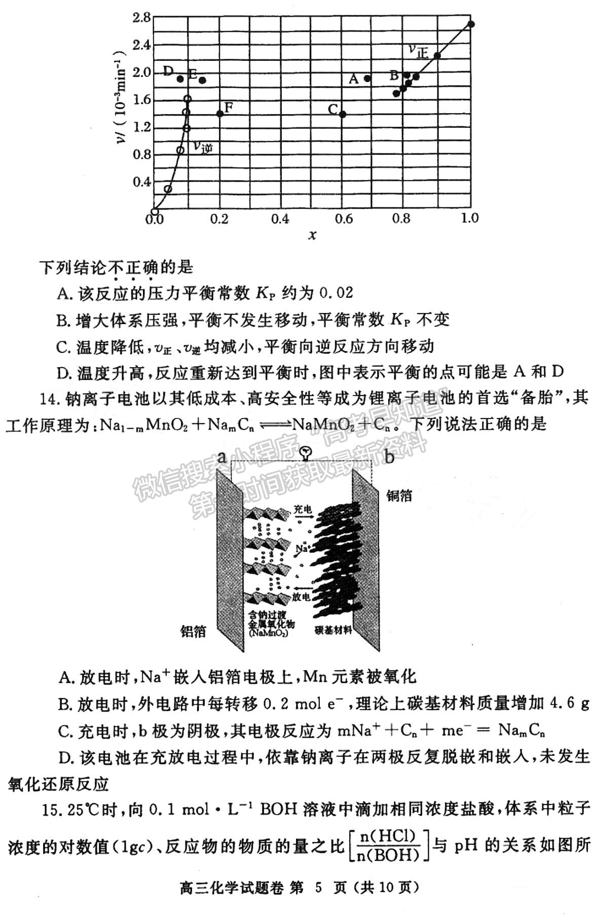 2023鄭州一?；瘜W(xué)試題及參考答案