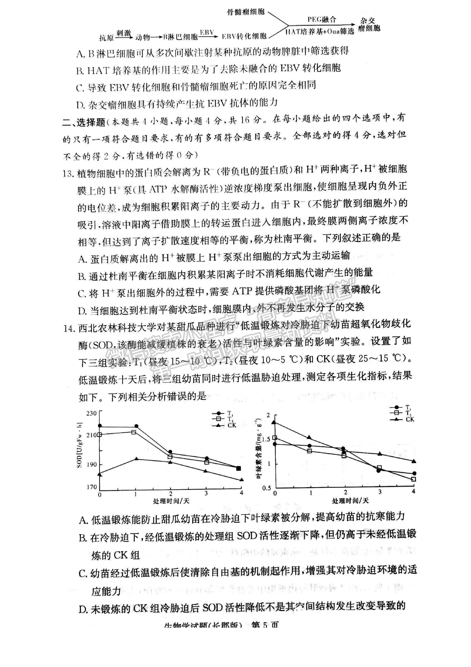 2023湖南炎德英才長(zhǎng)郡中學(xué)高三月考（六）生物試卷及答案