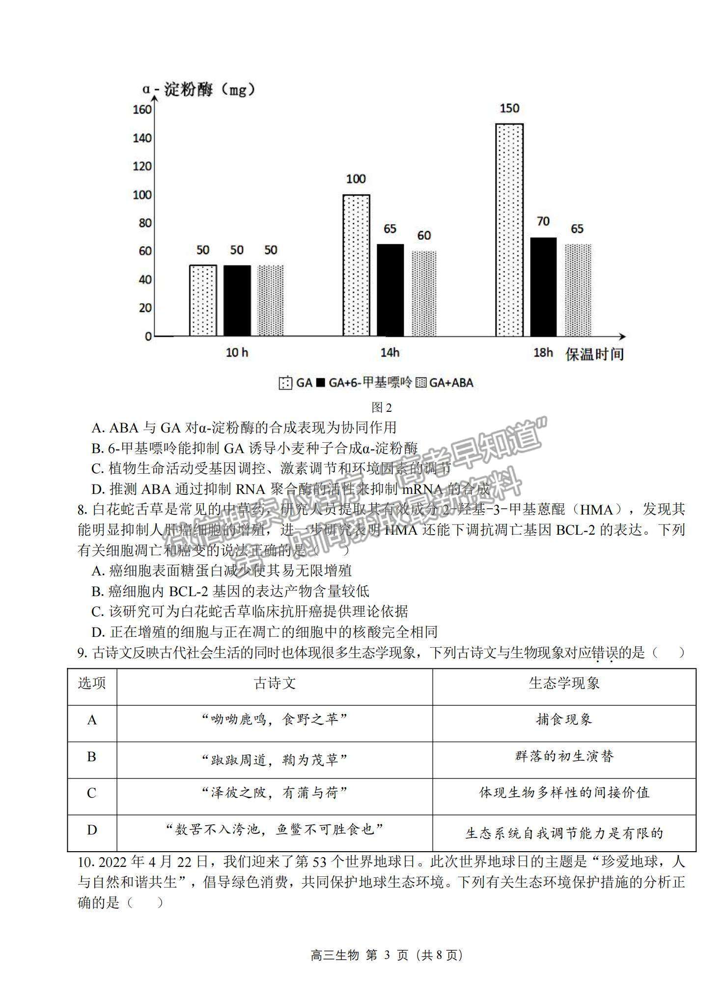 2023湛江高三上学期期末考（广东综合素养）生物试题及答案