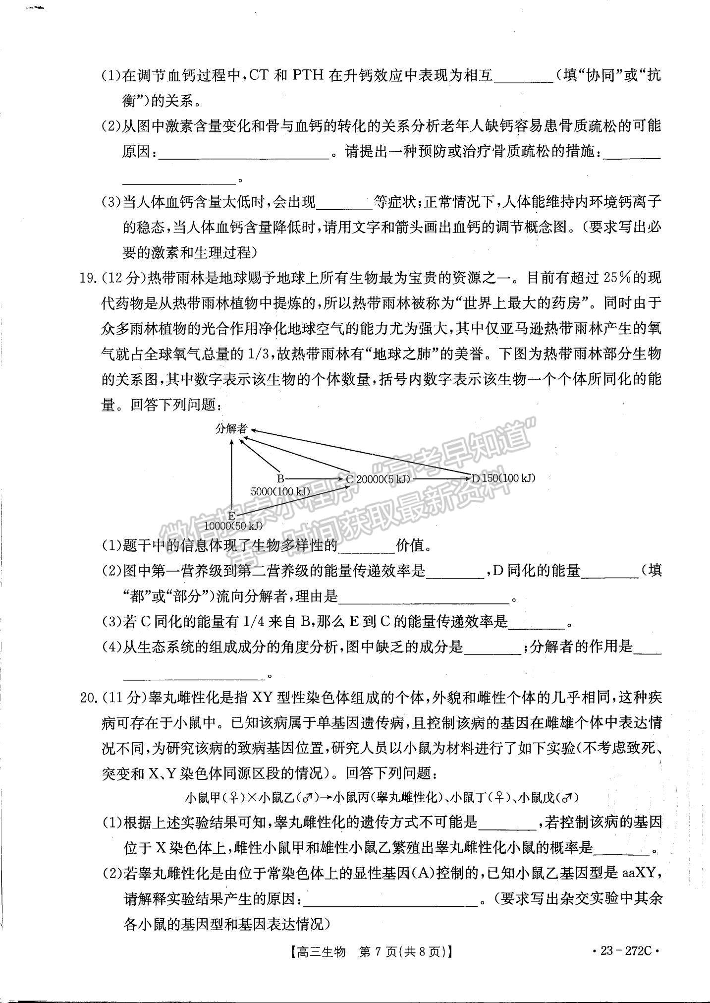 2023广东高三2月大联考（23-272C）生物试题及答案