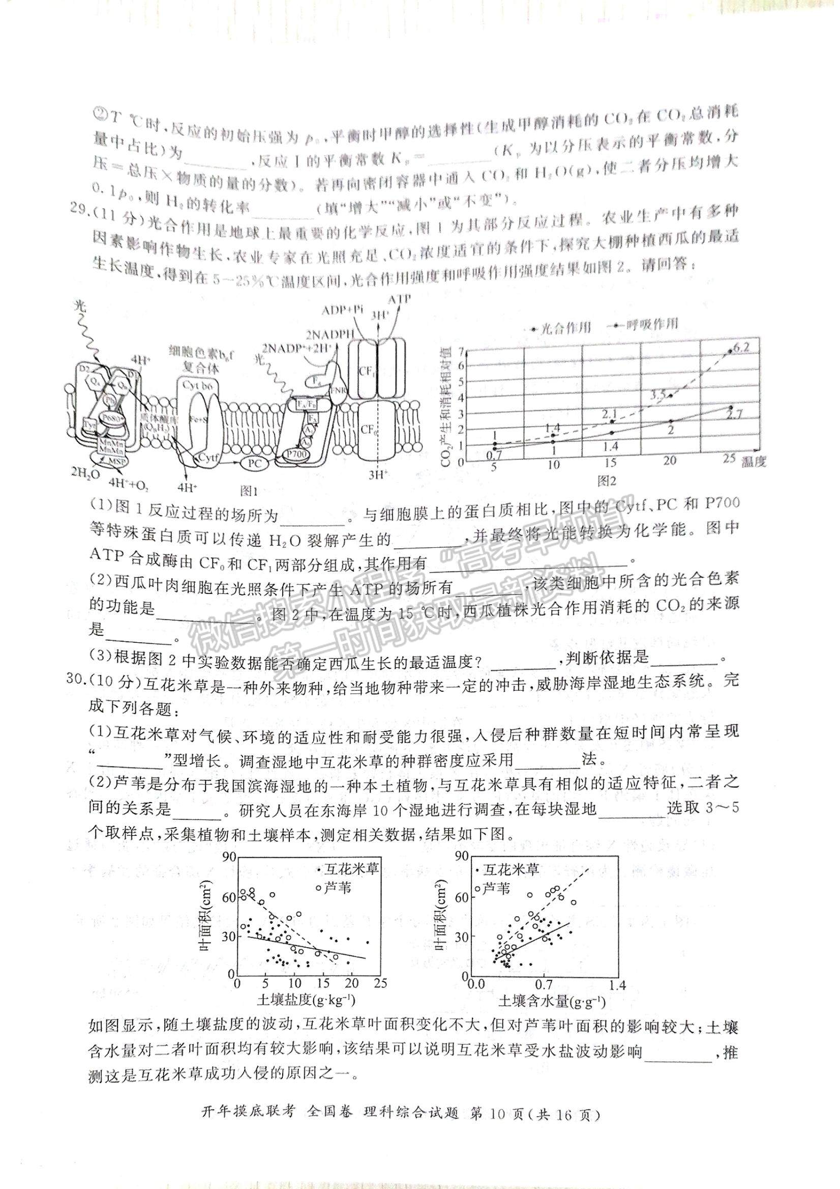 2023百師聯(lián)盟高三下學(xué)期開學(xué)摸底聯(lián)考（全國卷）理綜