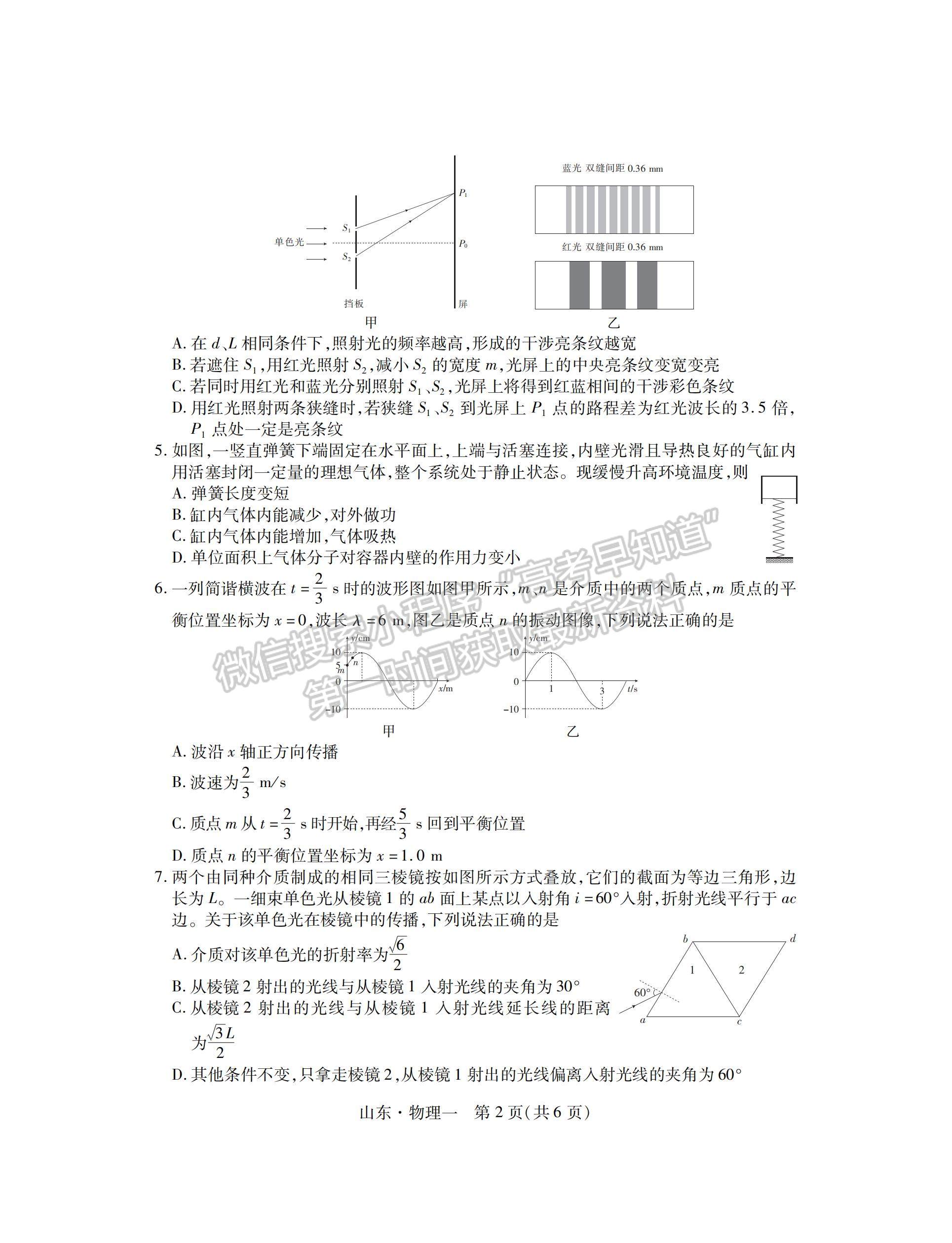 2023山東省普通高等學(xué)校招生全國統(tǒng)一考試仿真模擬（一）-物理試卷及答案