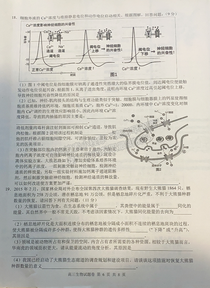 2023株洲一模生物試題及參考答案