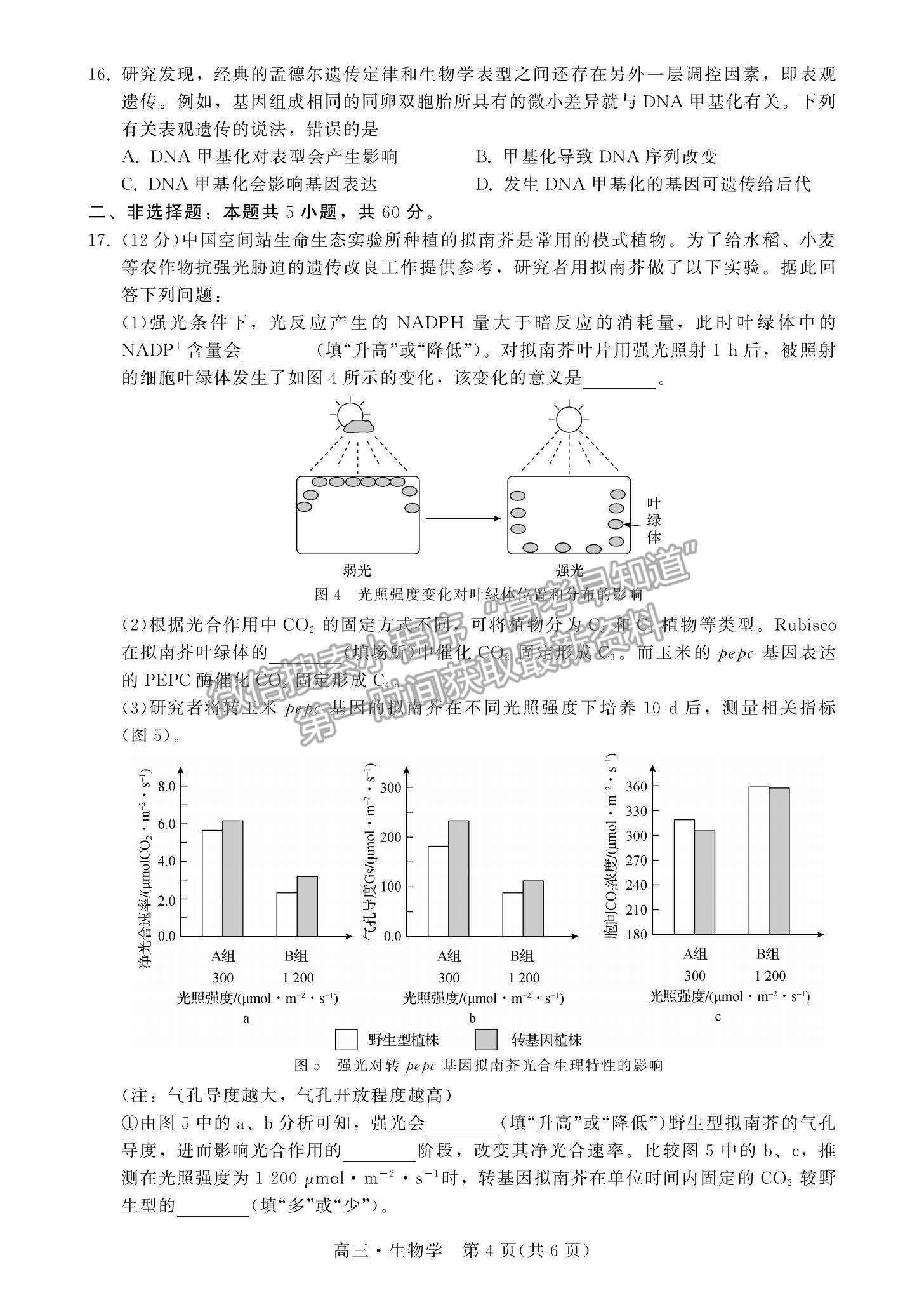 2023揭陽高三期末教學質量檢測生物試題及答案