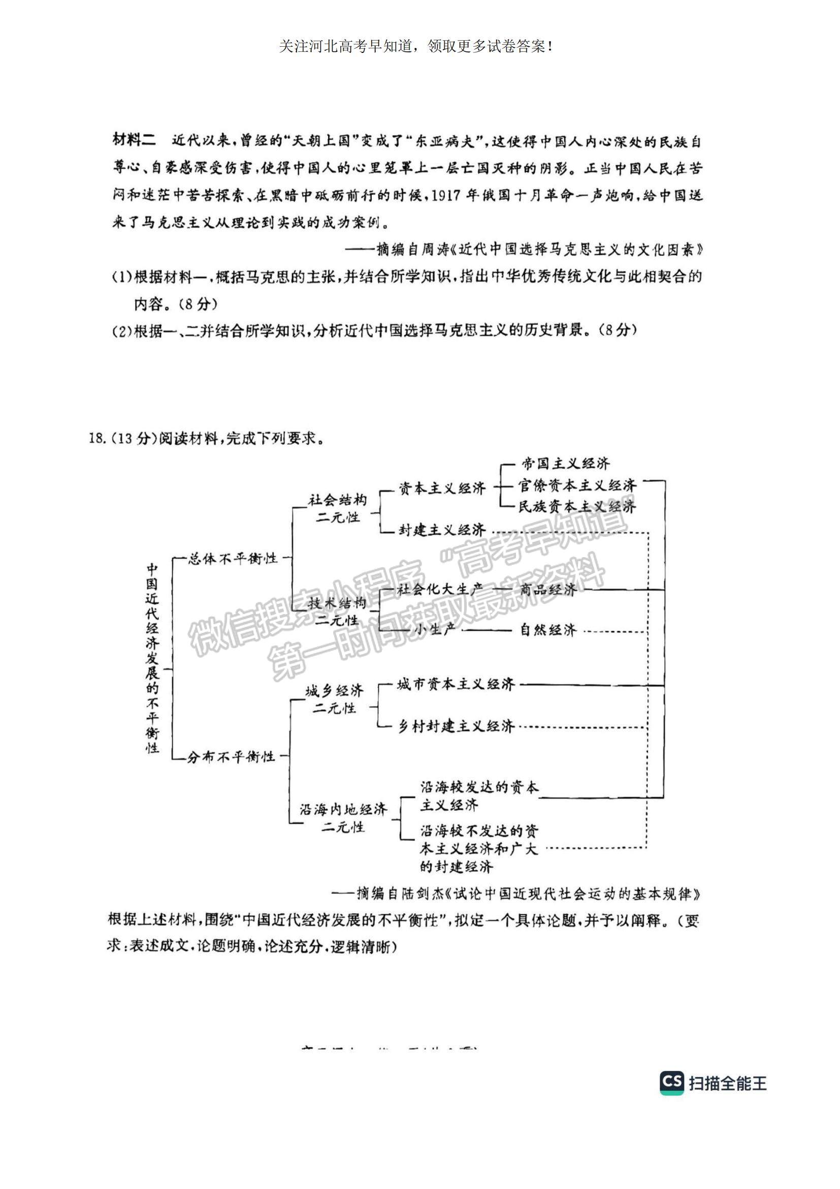 2023河北省滄州市普通高中高三上學(xué)期摸底考試歷史試題及參考答案