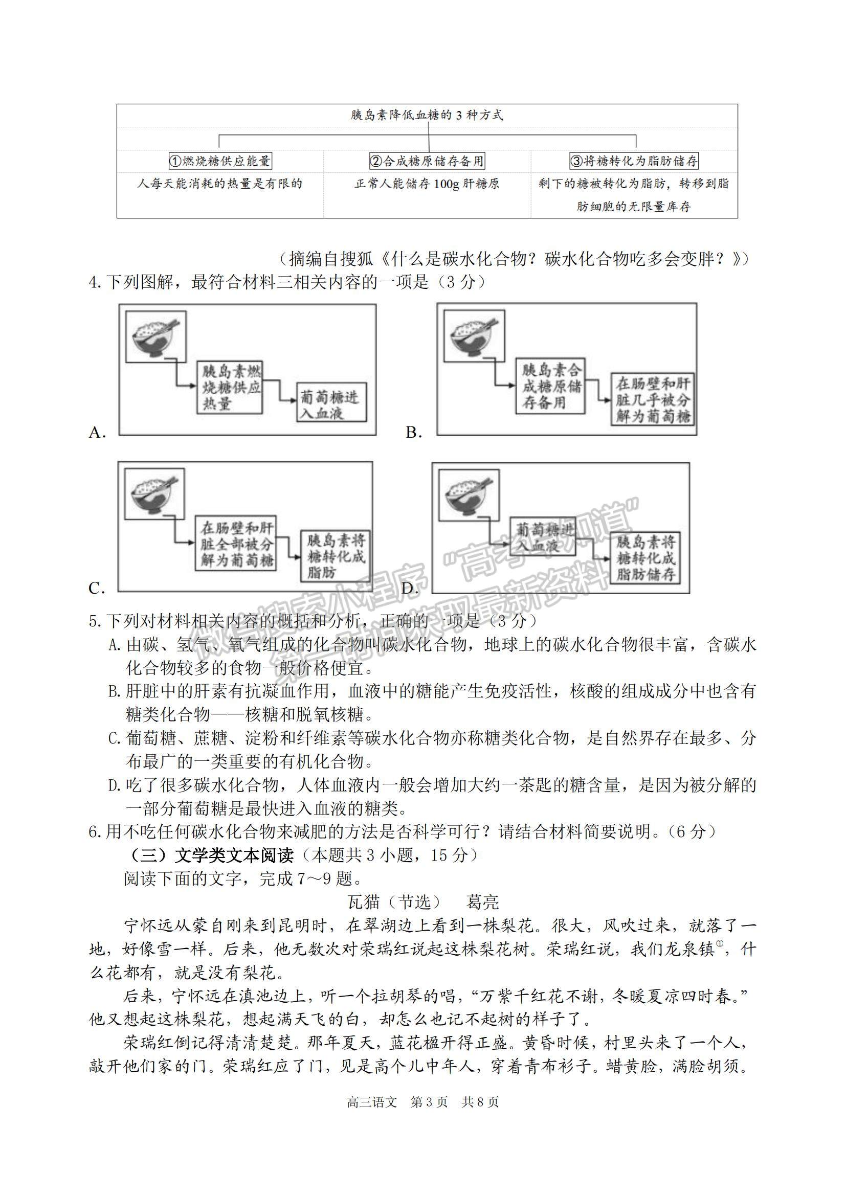 2023安徽省合肥一中高三上學(xué)期11月月考語文試題及參考答案