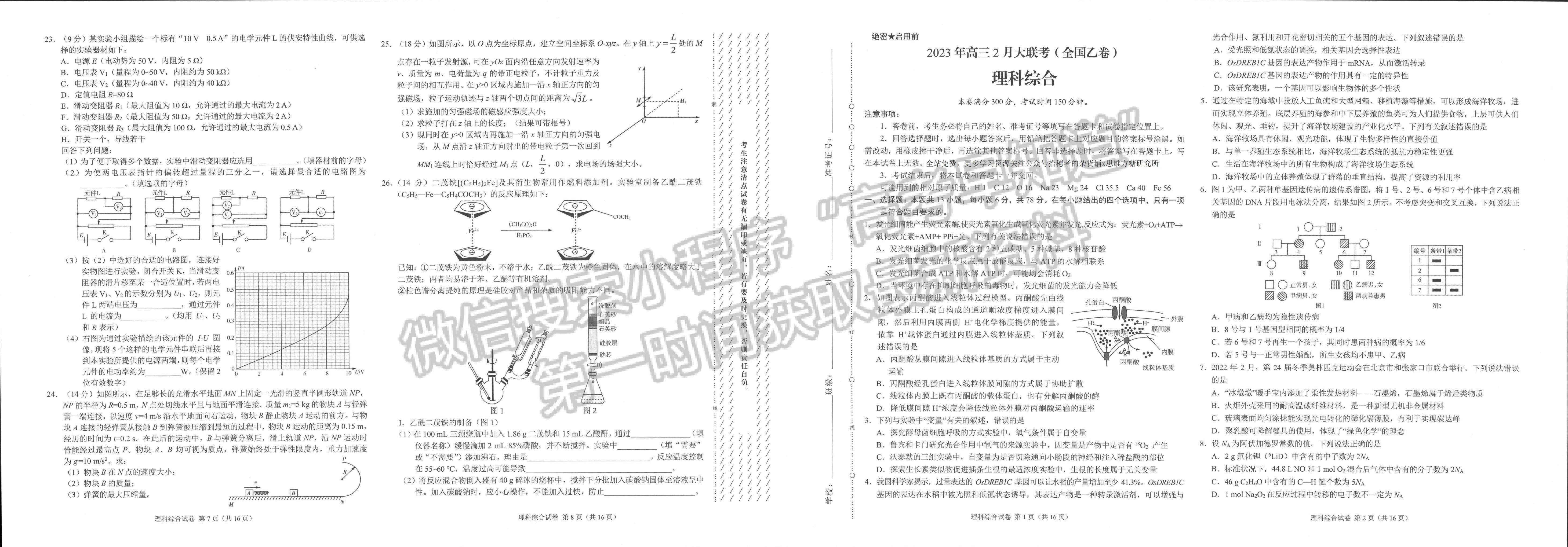 學科網(wǎng)2023屆高三下學期2月開學摸底考試理數(shù)