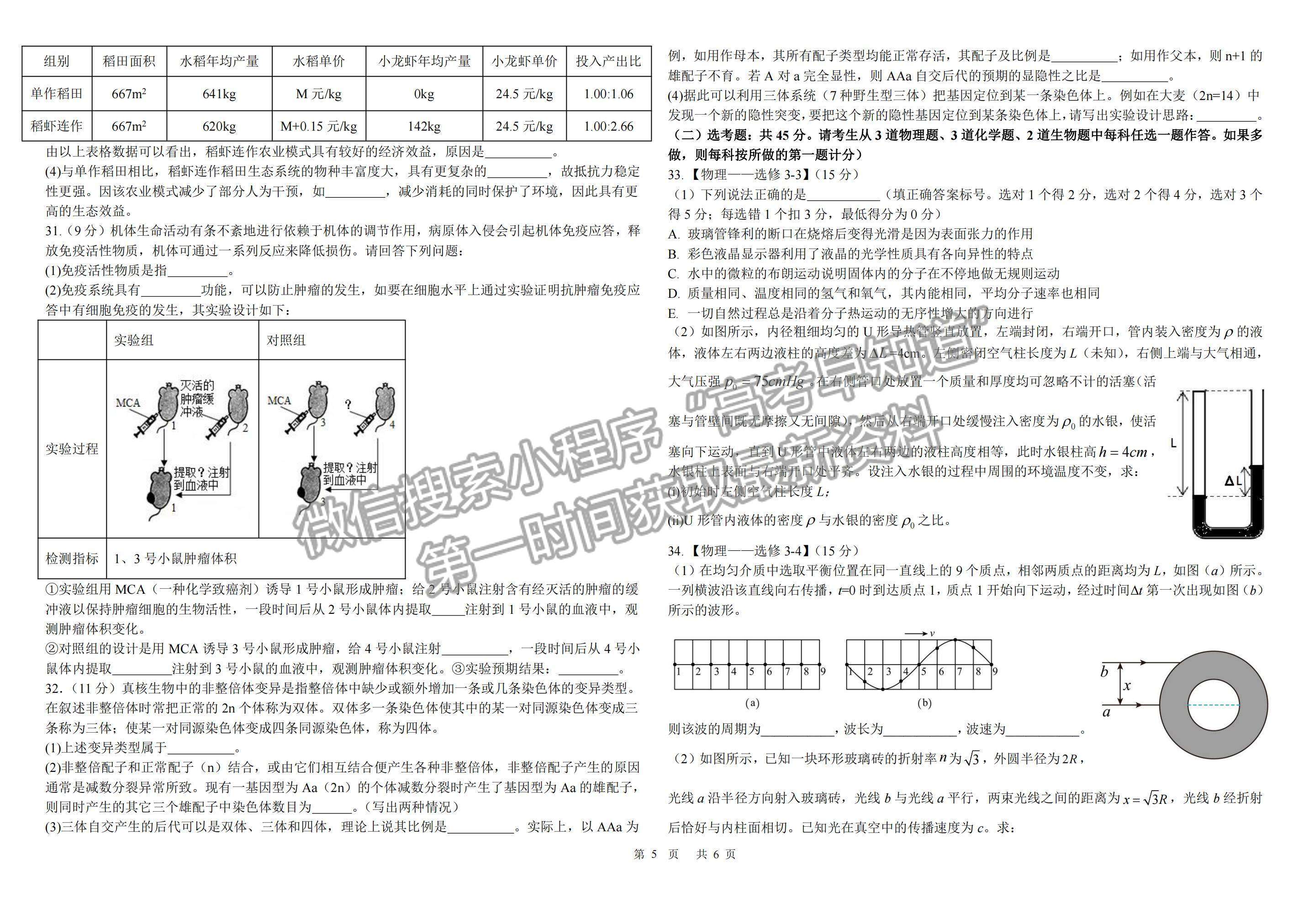 2023江西省臨川第一中學(xué)高三上學(xué)期期末考試?yán)砭C