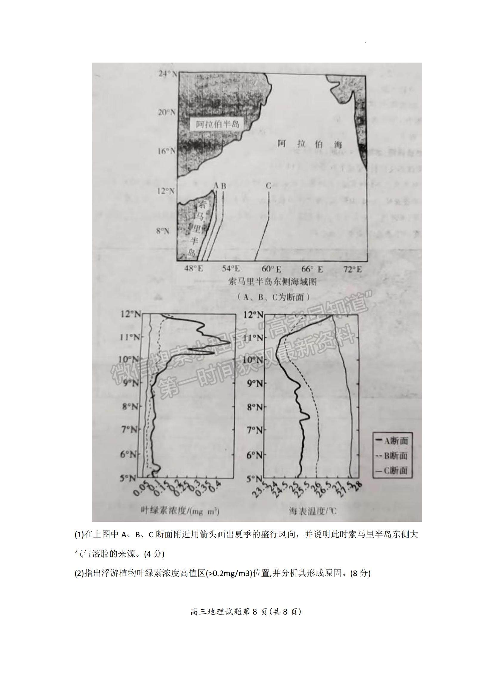 2023山東省煙臺市高三上學(xué)期期中考試地理試題及參考答案