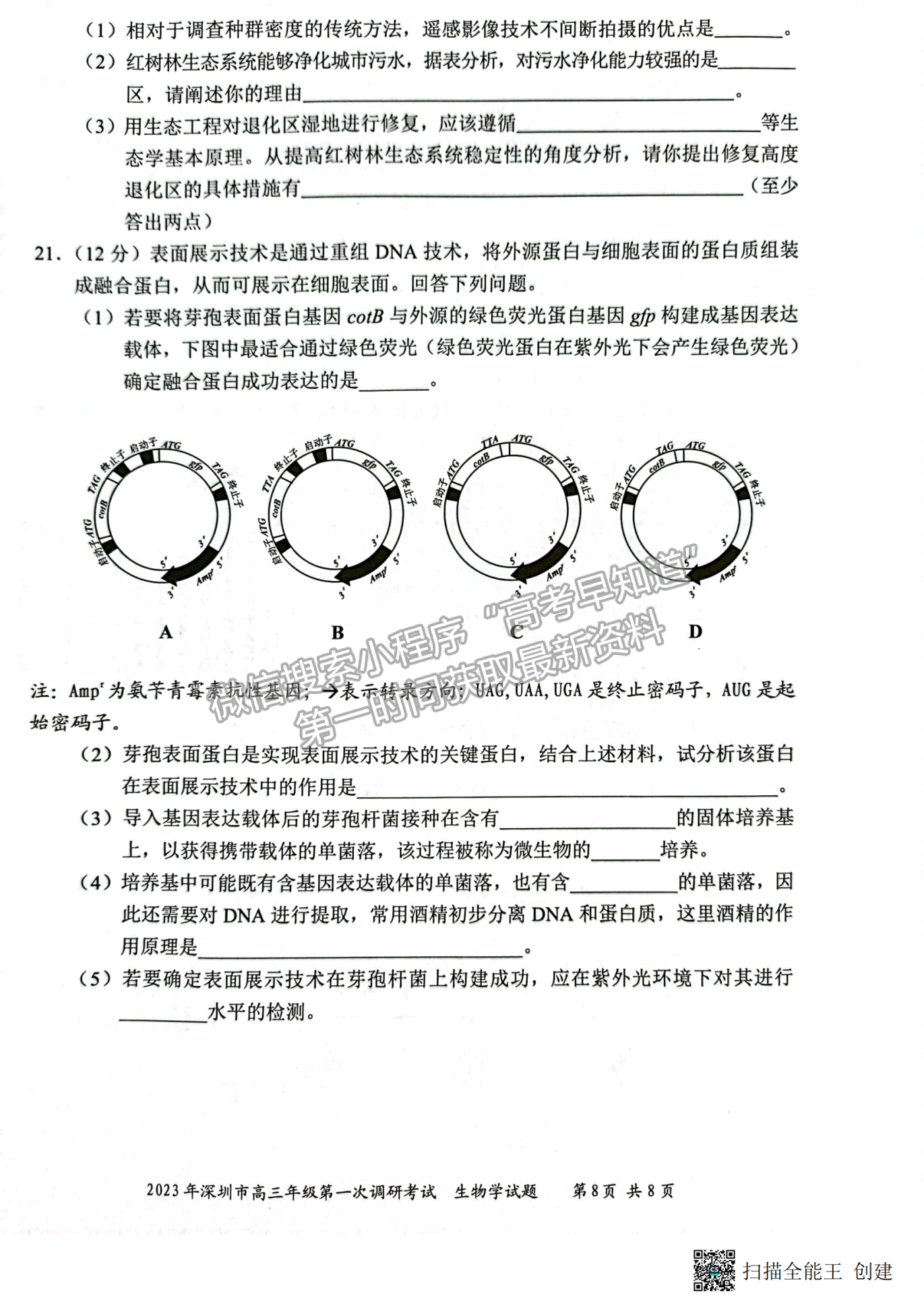 2023云浮一模生物試卷及答案