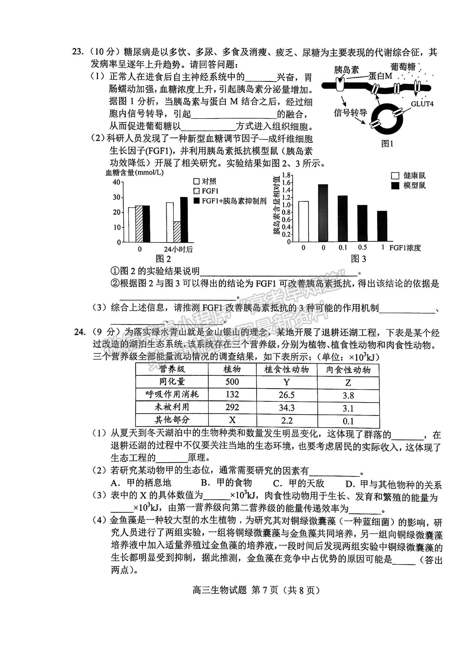 2023山東菏澤高三一模-生物試卷及答案