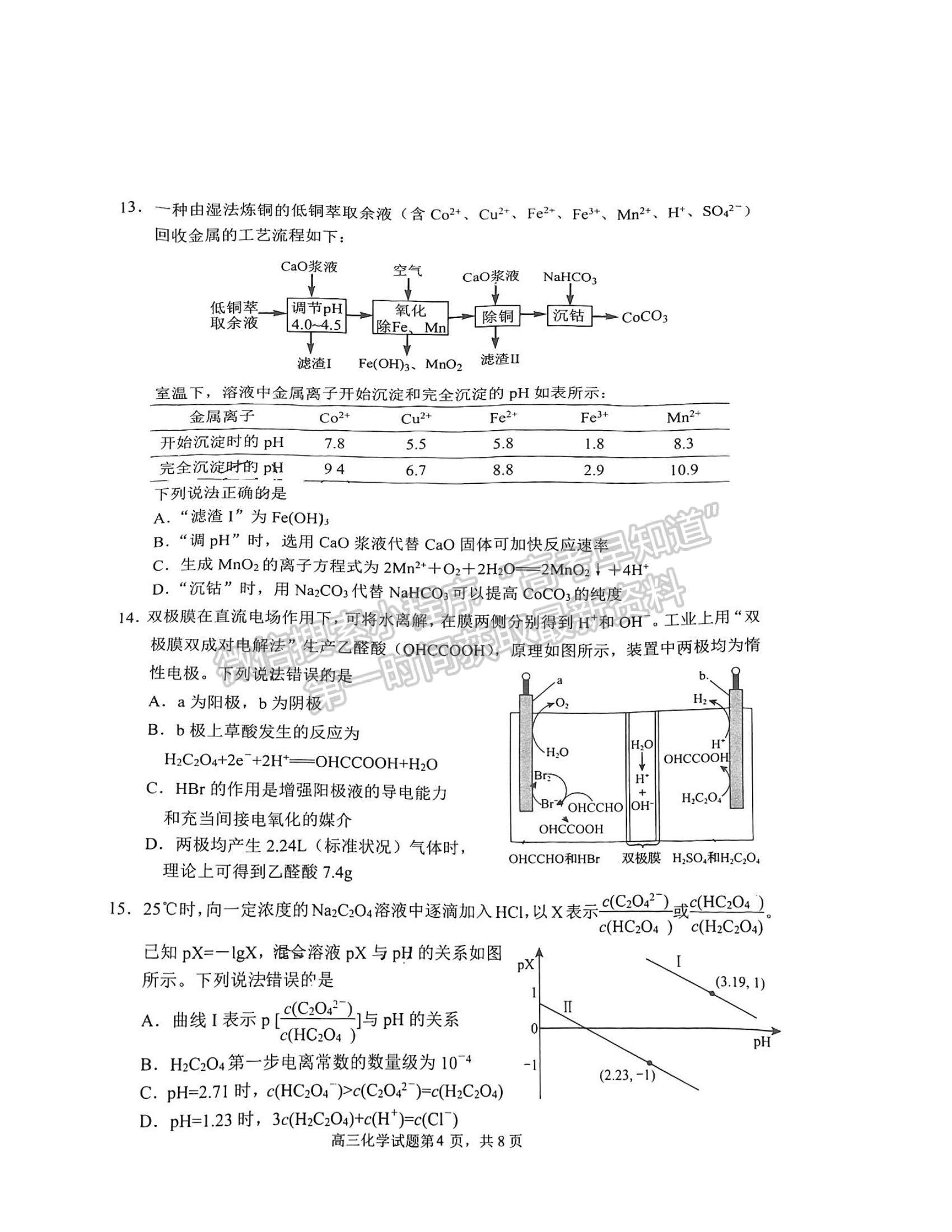 2023山東日照高三一模-化學(xué)試卷及答案