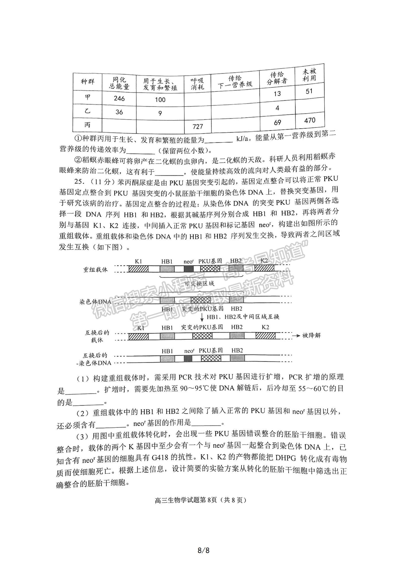 2023山東日照高三一模-生物試卷及答案