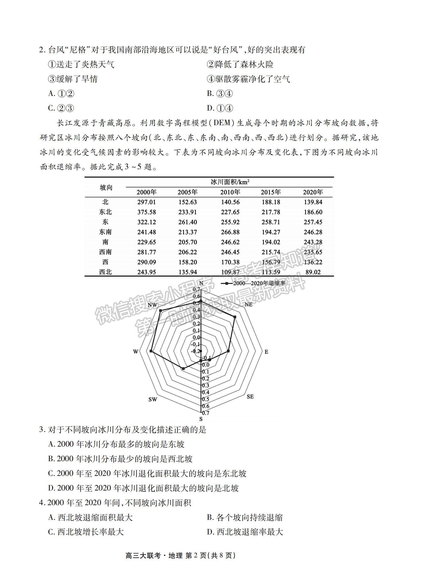 2023广东衡水金卷2月联考地理试题及答案