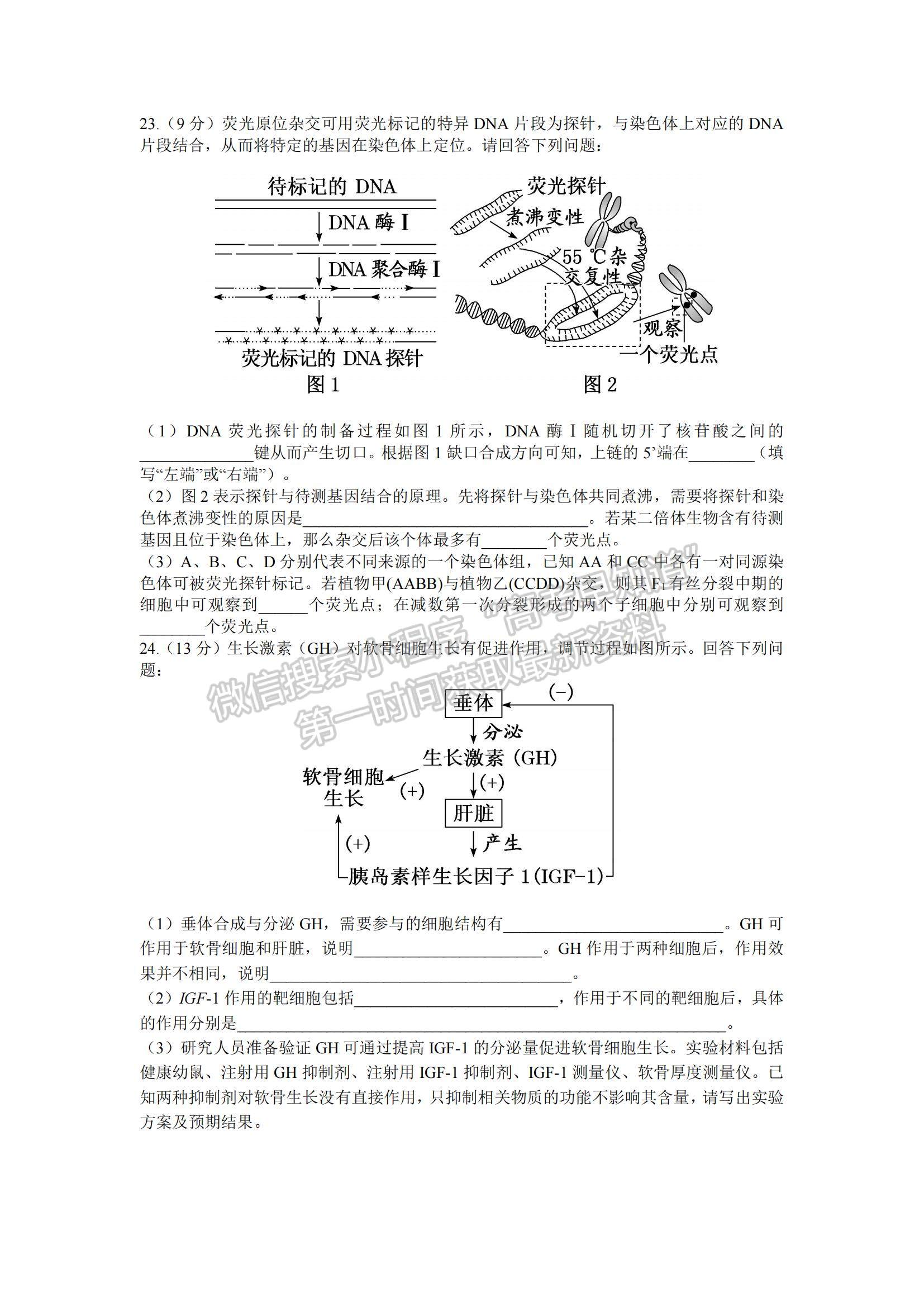 2023山東省棗莊三中高三上學期12月期中考試生物試題及參考答案