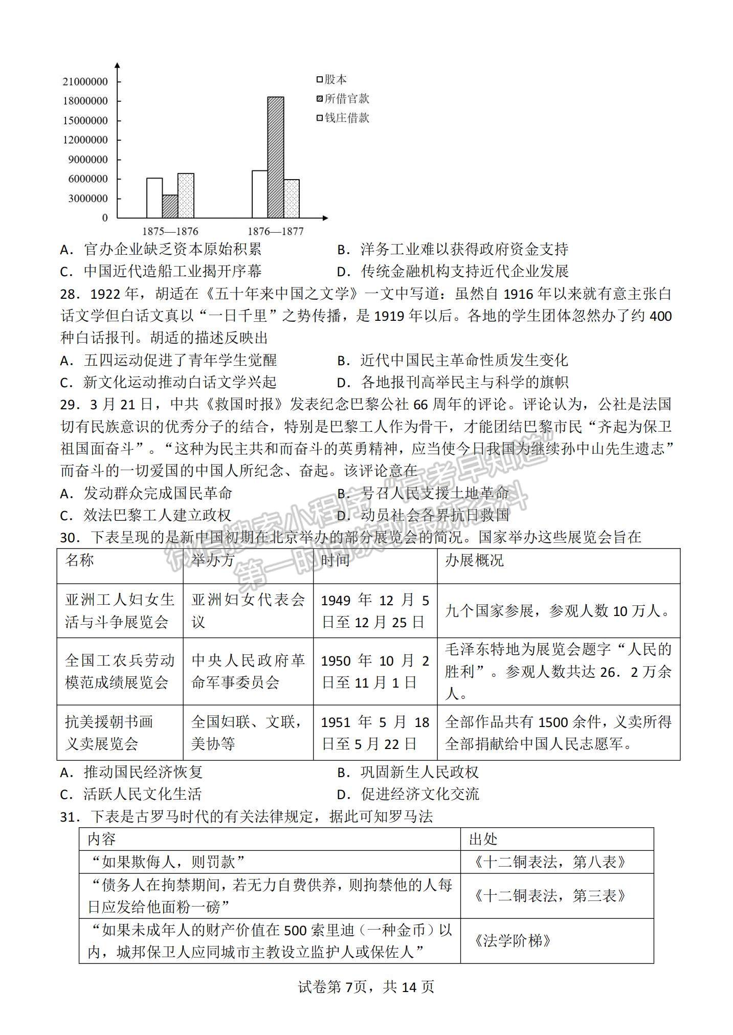 江西省南昌市第十中學(xué)2023屆高三下學(xué)期一模文綜