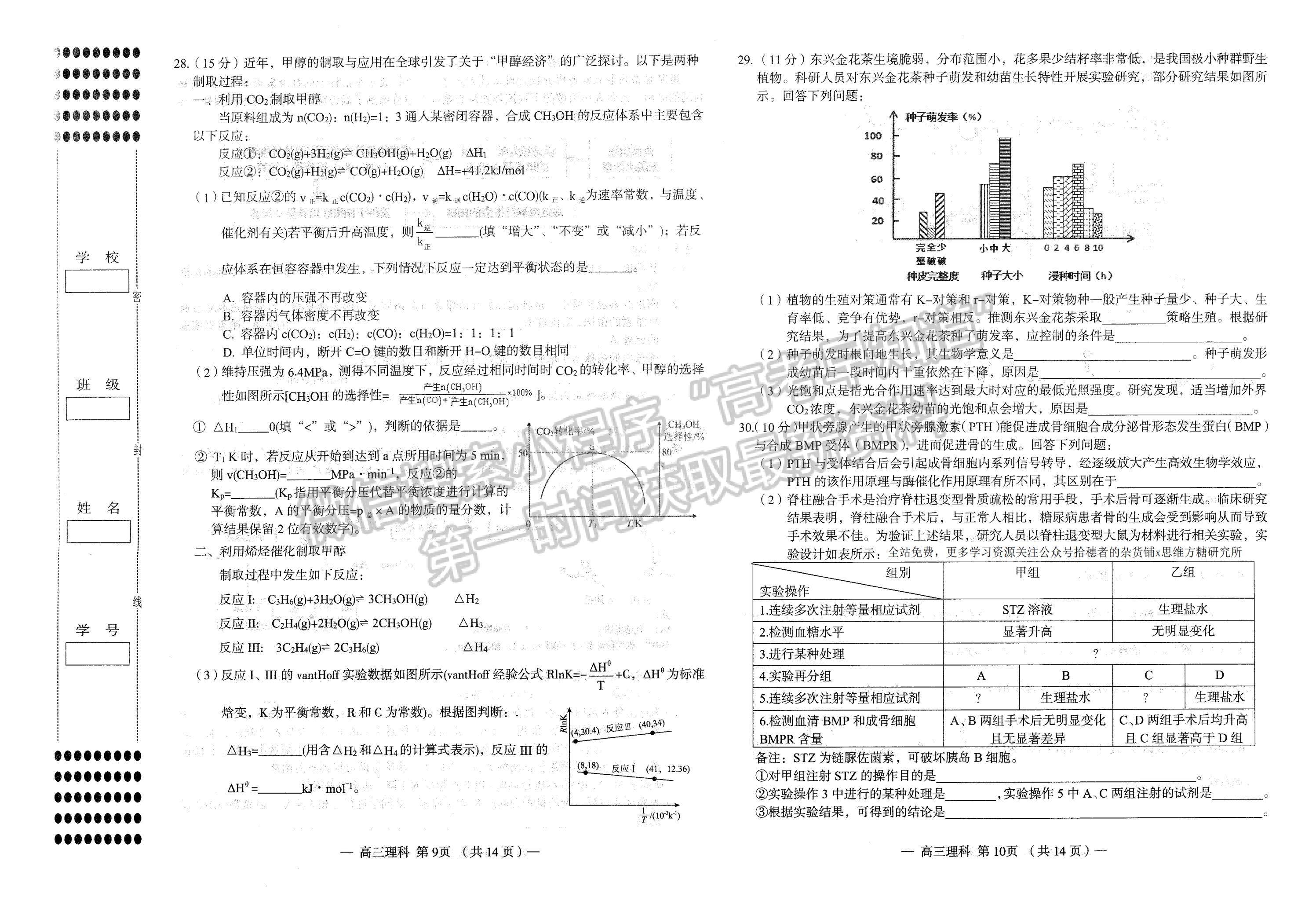 2023南昌一模理綜