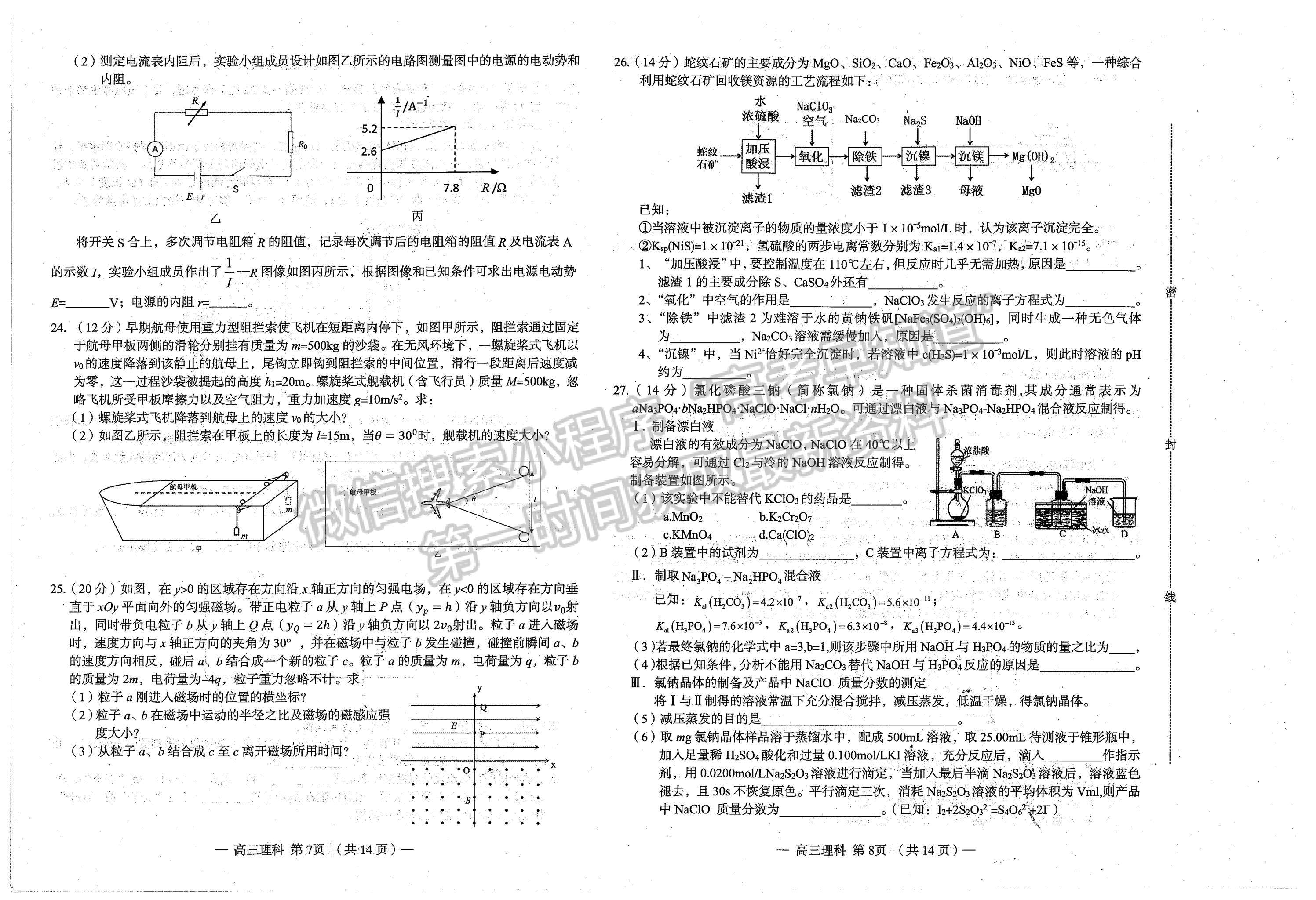 2023南昌一模理綜