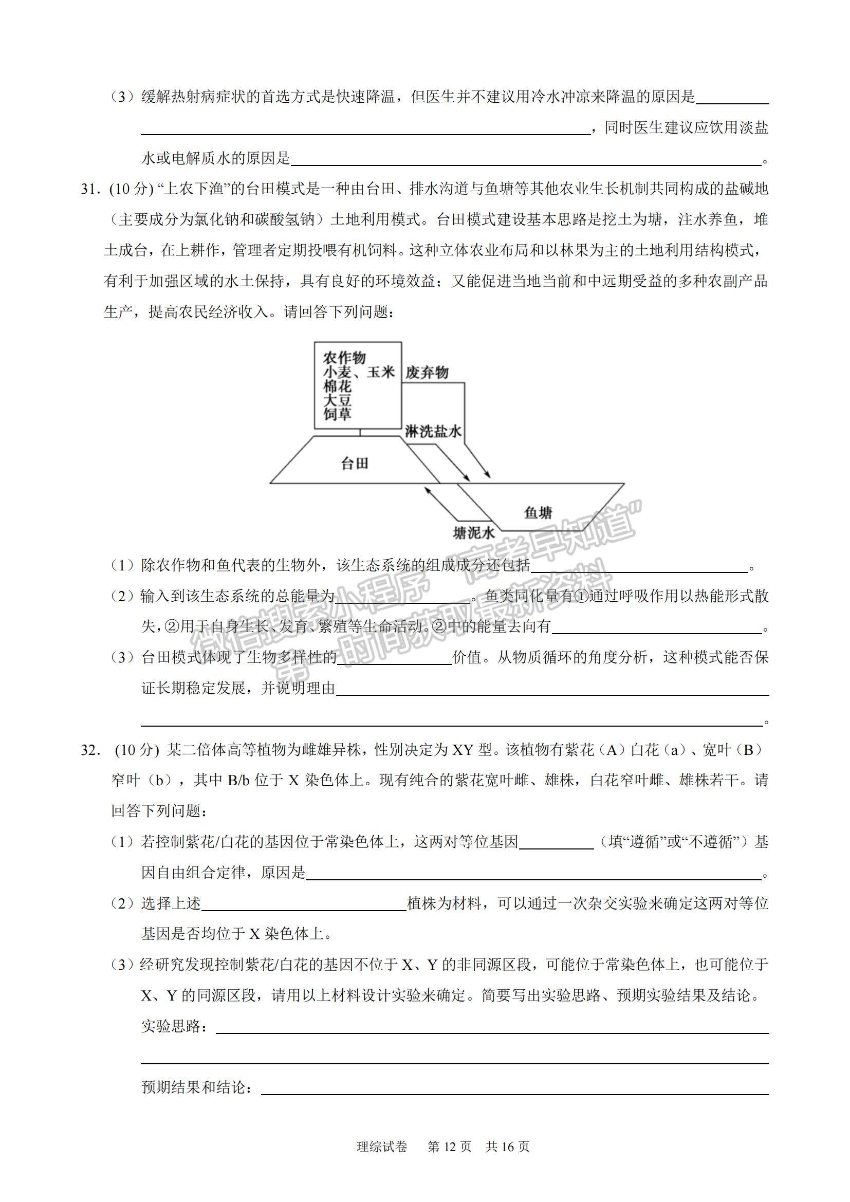 2023江西重點(diǎn)中學(xué)聯(lián)盟高三第一次聯(lián)考理綜