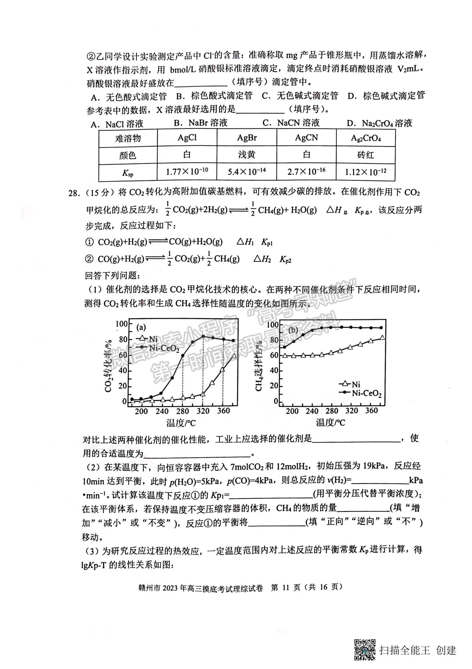 2023贛州一模理綜