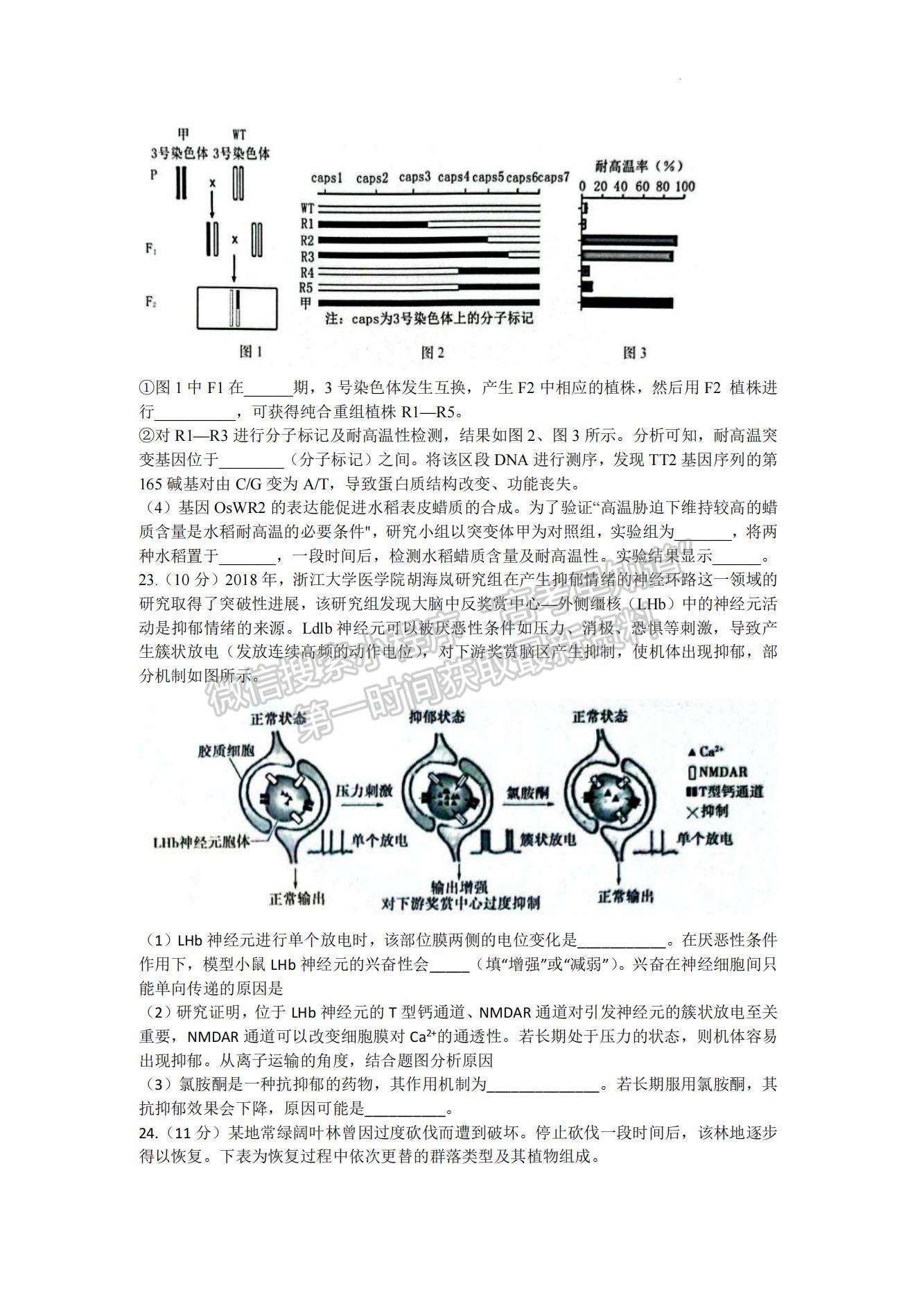 2023山东泰安高三一模试卷及答案汇总-生物试卷及答案