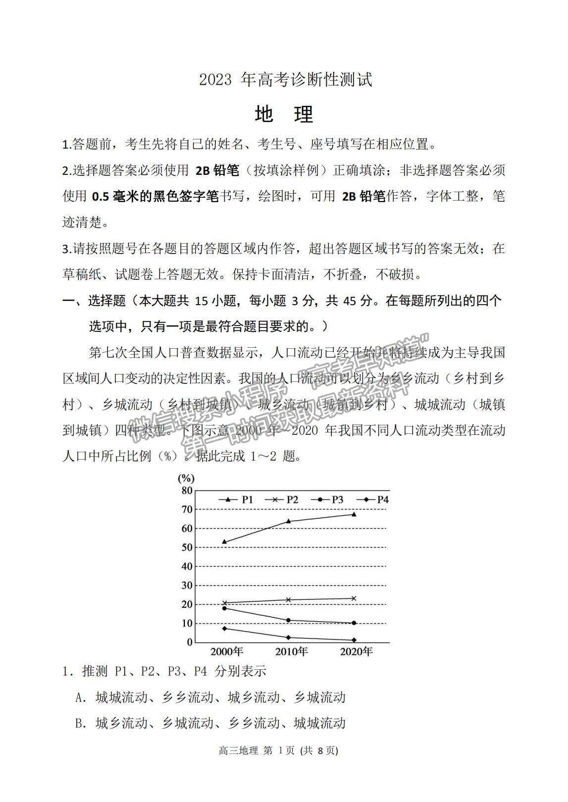 2023山東濱州高三一模試卷及答案匯總-地理試卷及答案