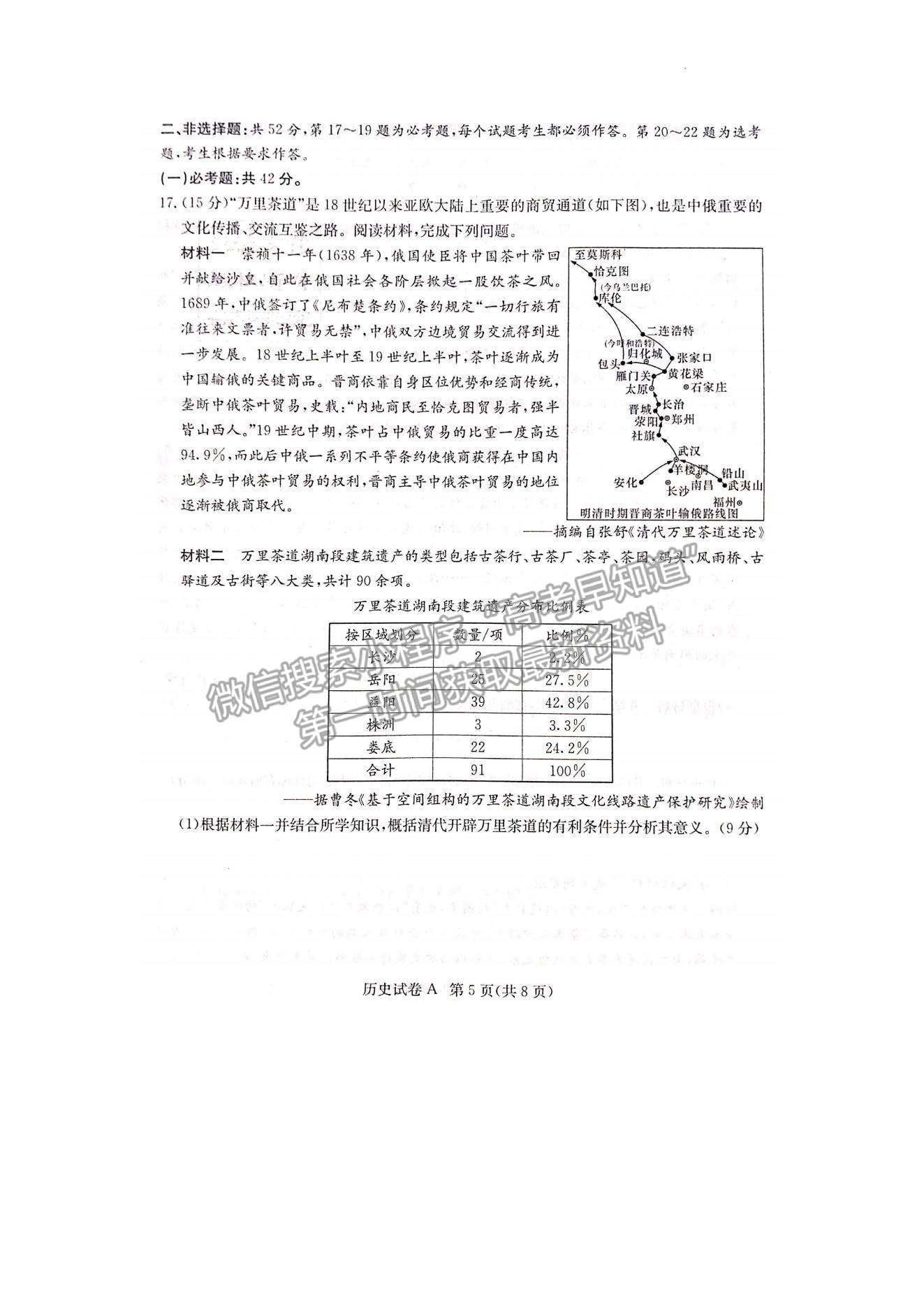 2022屆湖南新高考教學(xué)教研聯(lián)盟高三第二次(長(zhǎng)郡十八校）聯(lián)考?xì)v史試卷及參考答案