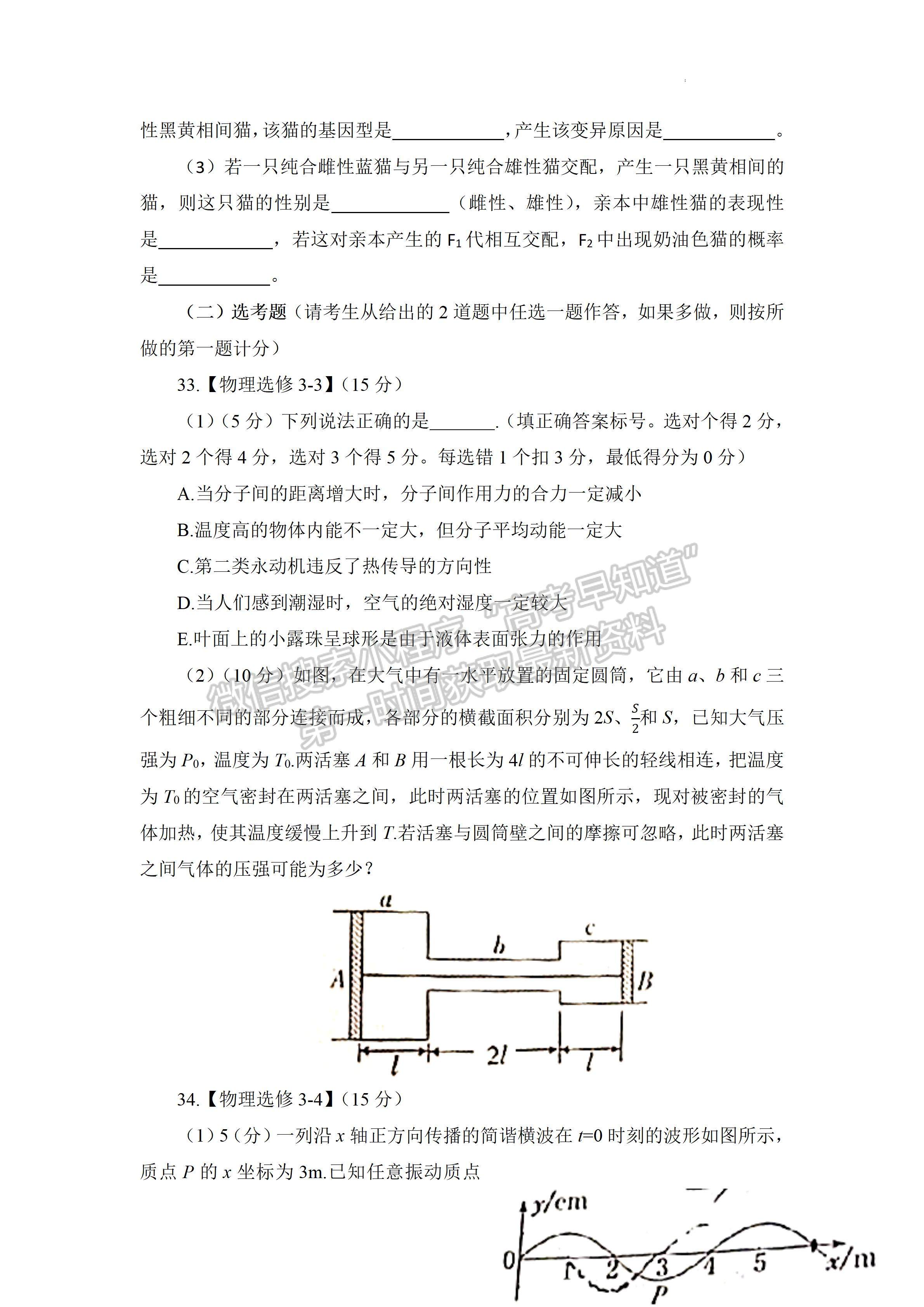 2022四川省南充市高2022屆第二次高考適應(yīng)性考試?yán)砜凭C合試題及答案